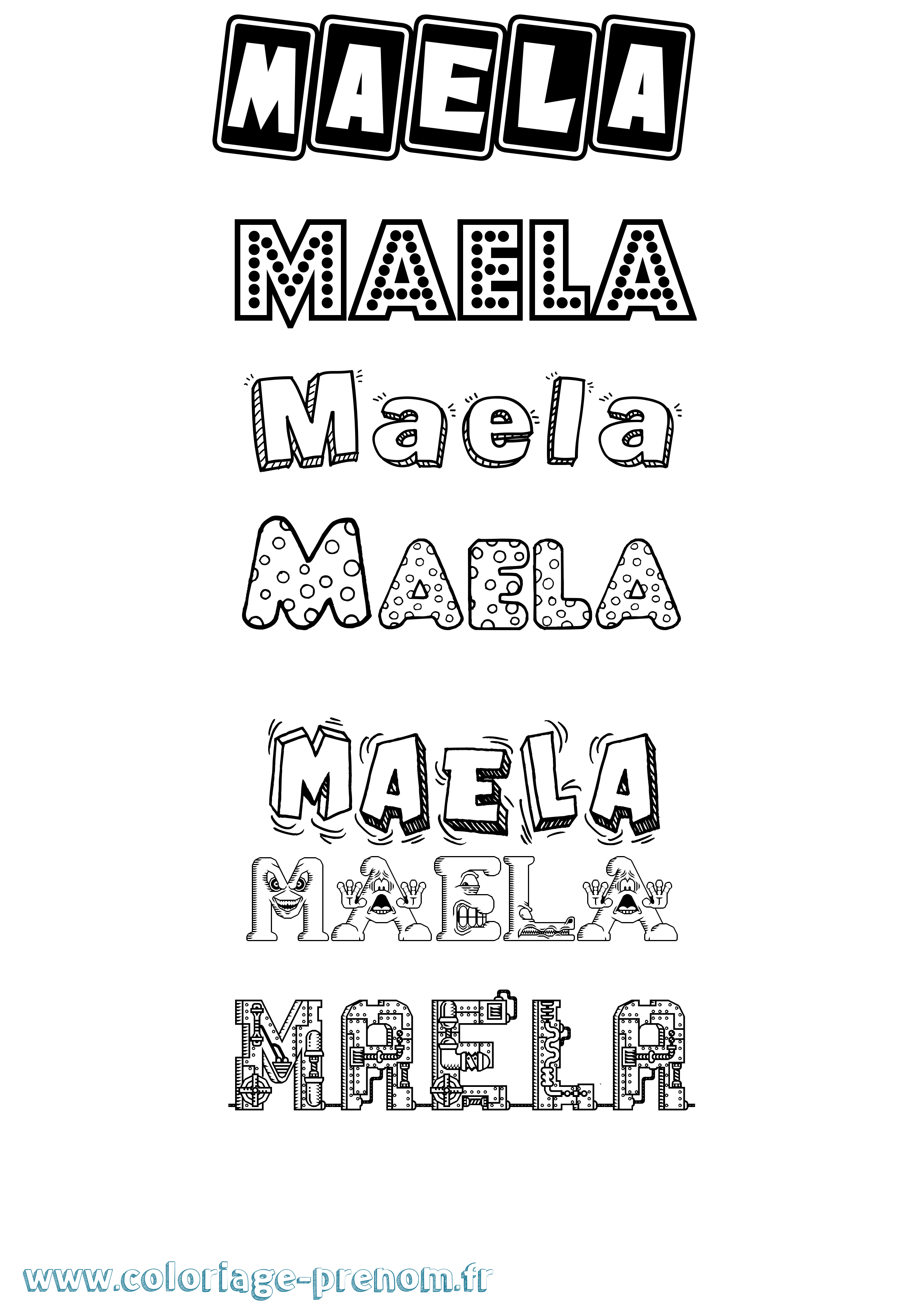Coloriage prénom Maela Fun
