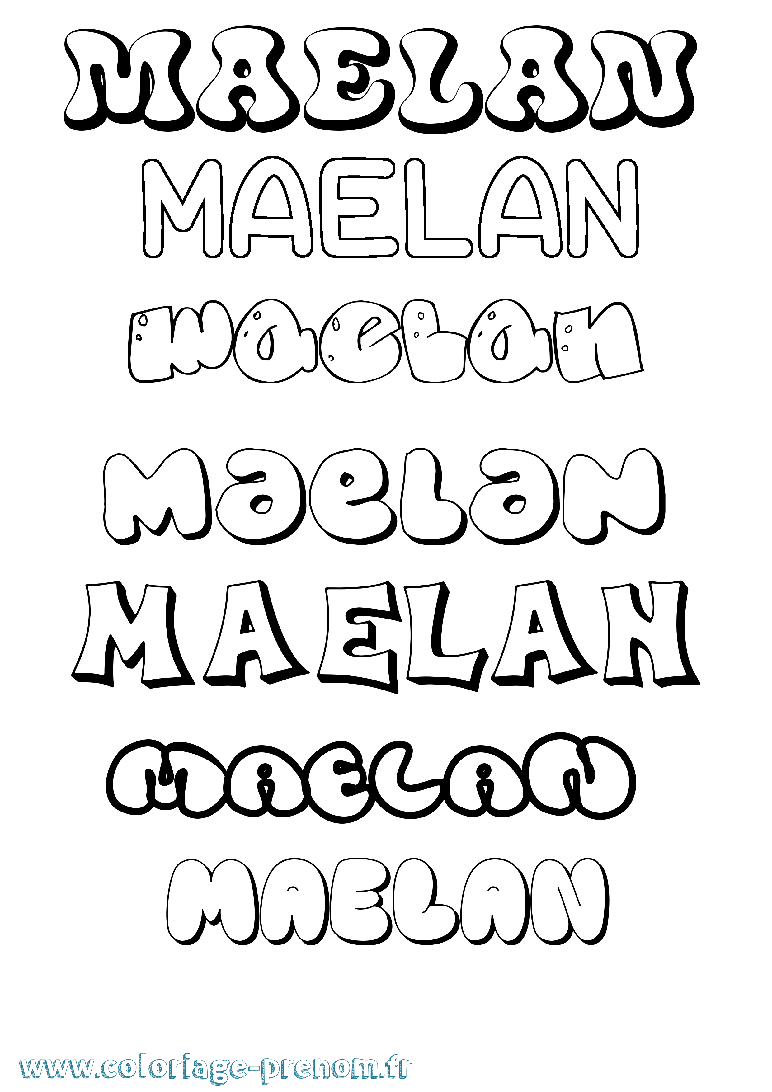 Coloriage prénom Maelan Bubble