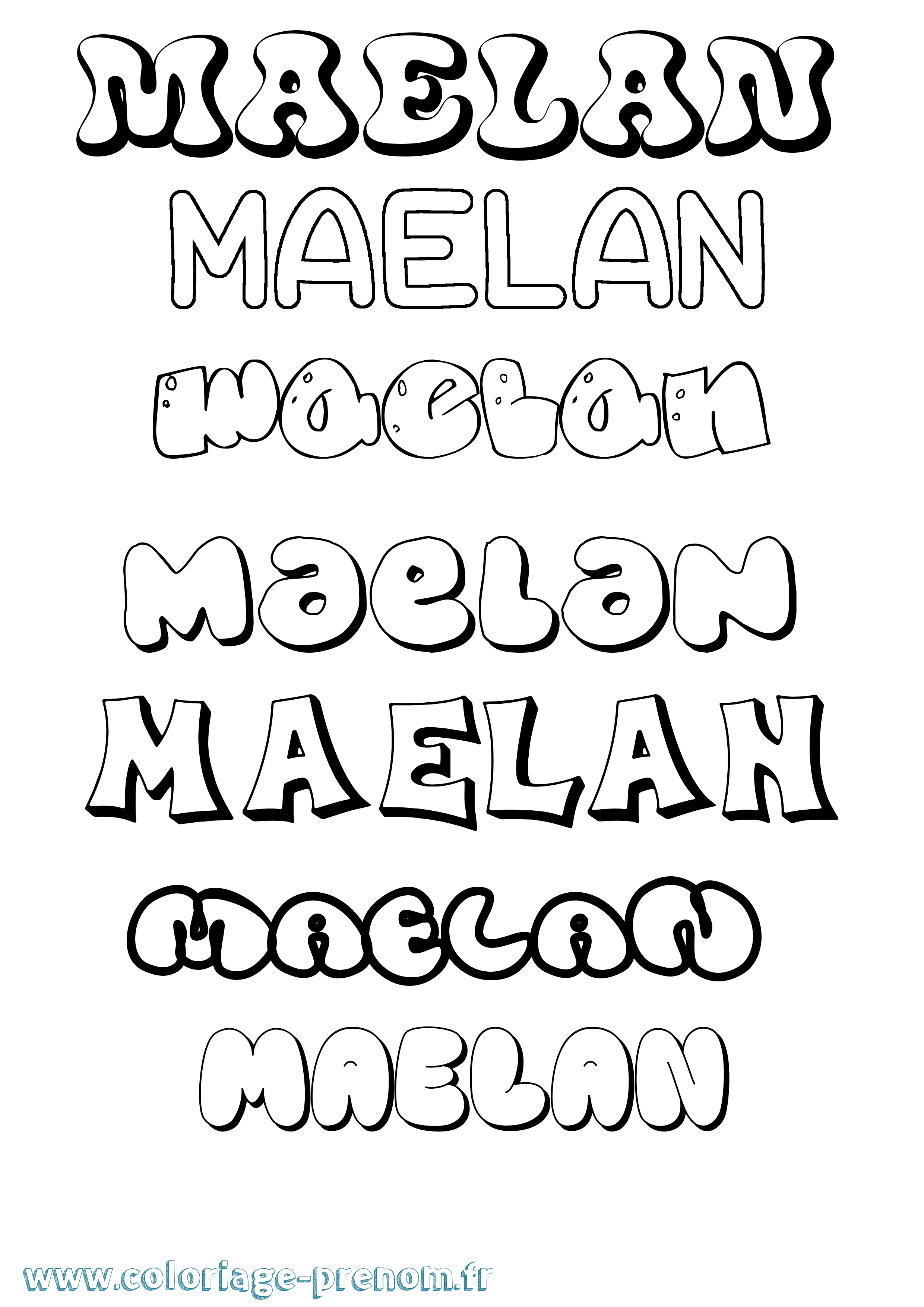 Coloriage Maelan Bubble Coloriage prénom Maelan Bubble