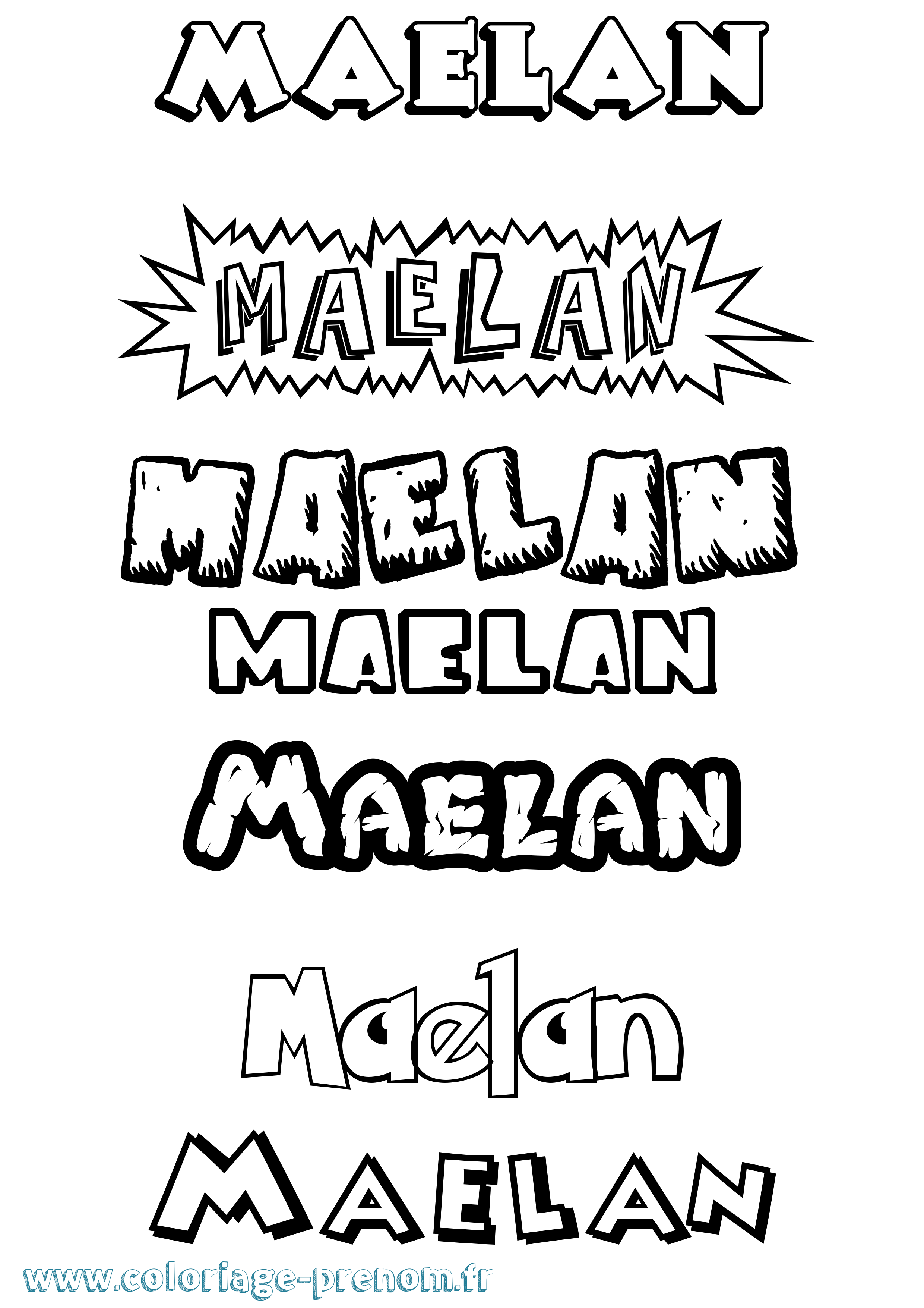 Coloriage Maelan Dessin Animé Coloriage prénom Maelan Dessin Animé