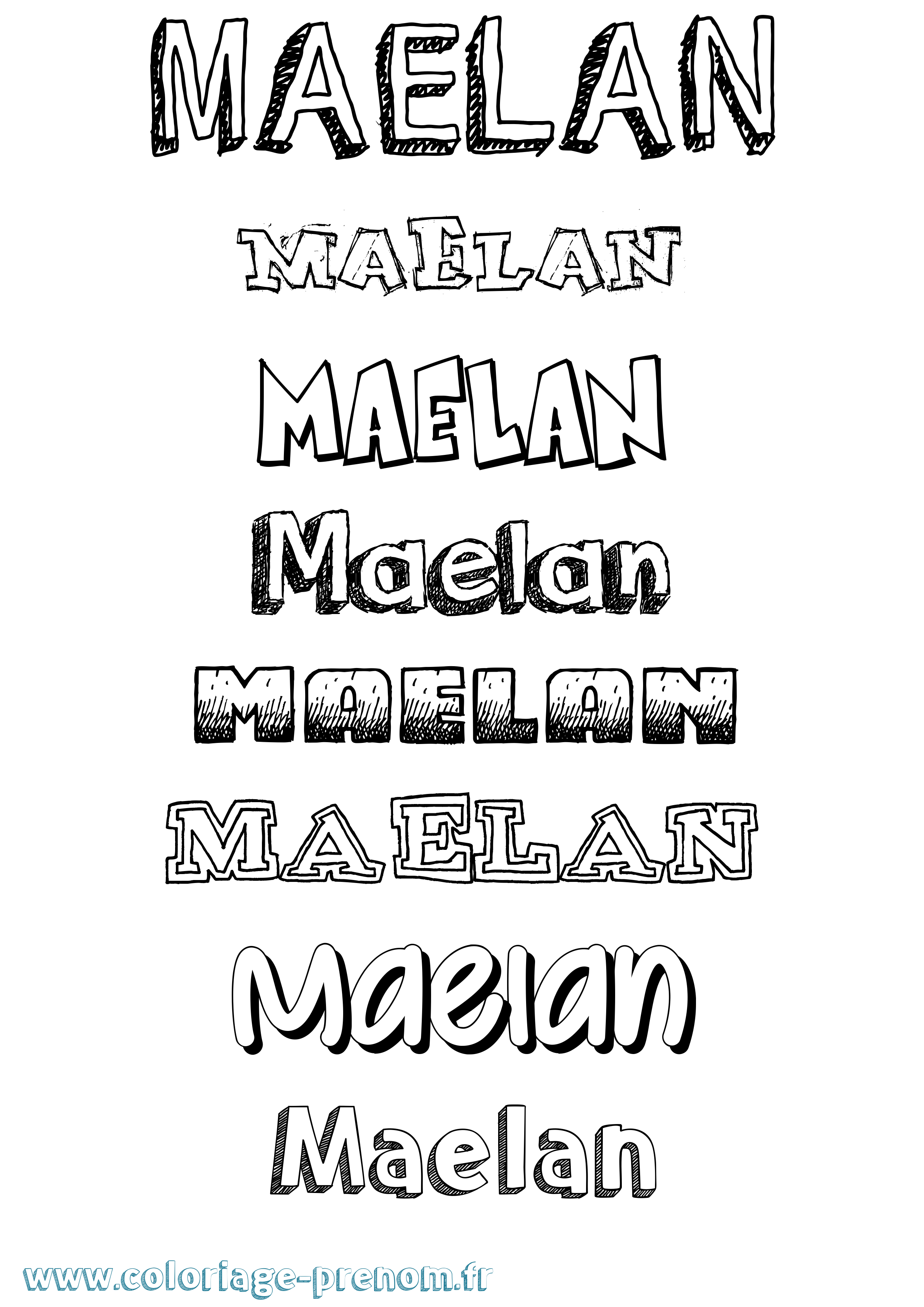 Coloriage prénom Maelan Dessiné