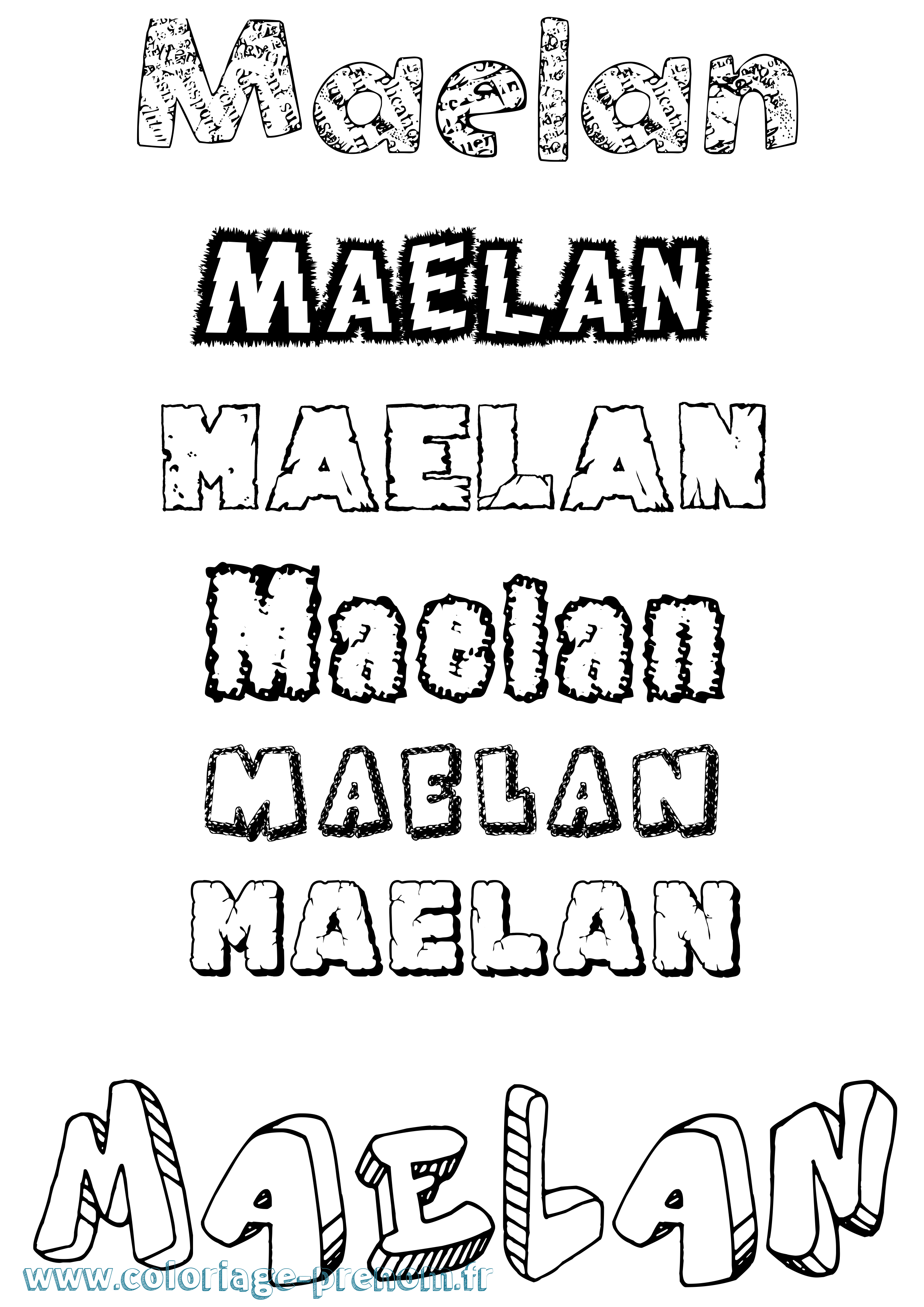 Coloriage prénom Maelan Destructuré