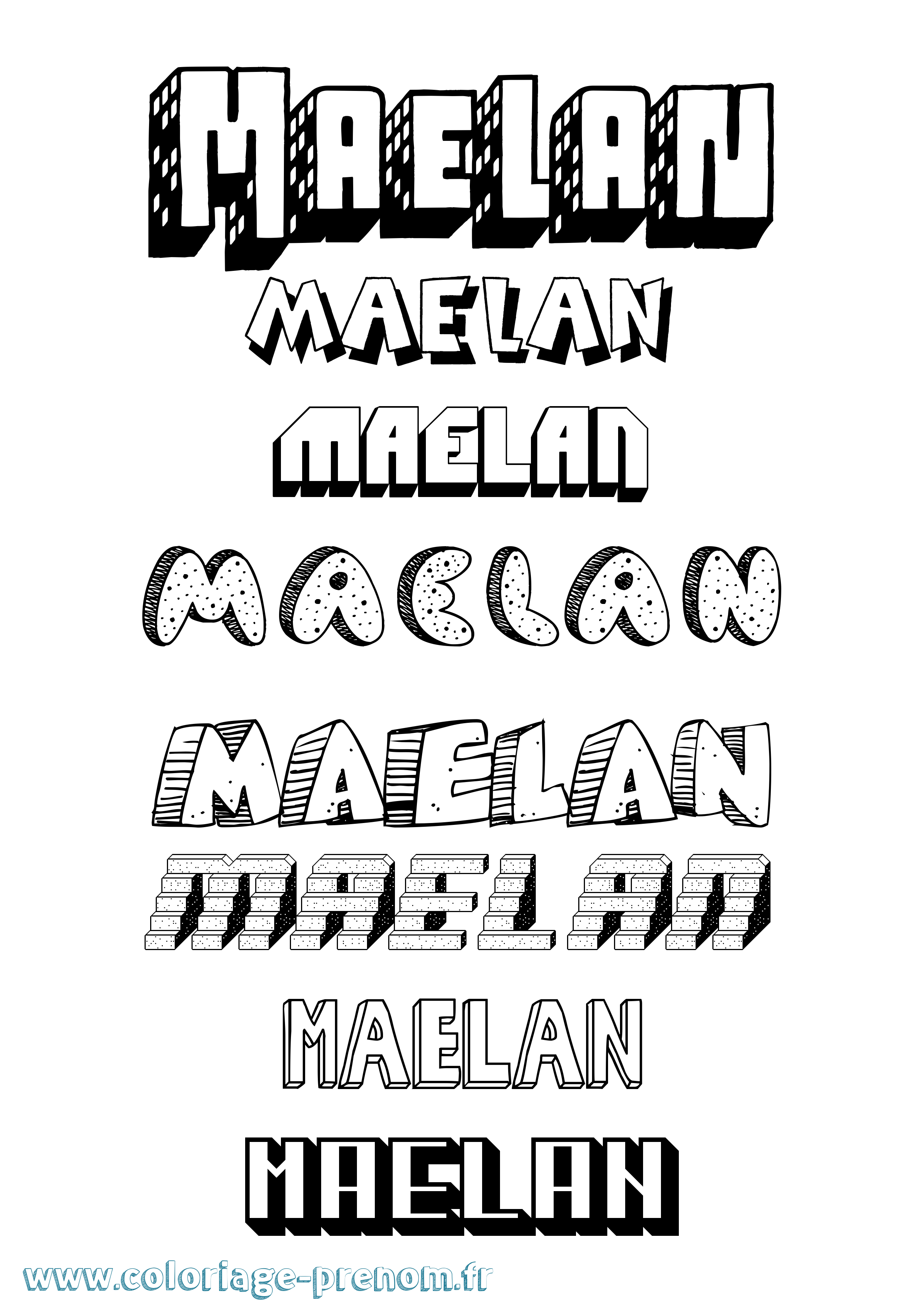 Coloriage prénom Maelan Effet 3D