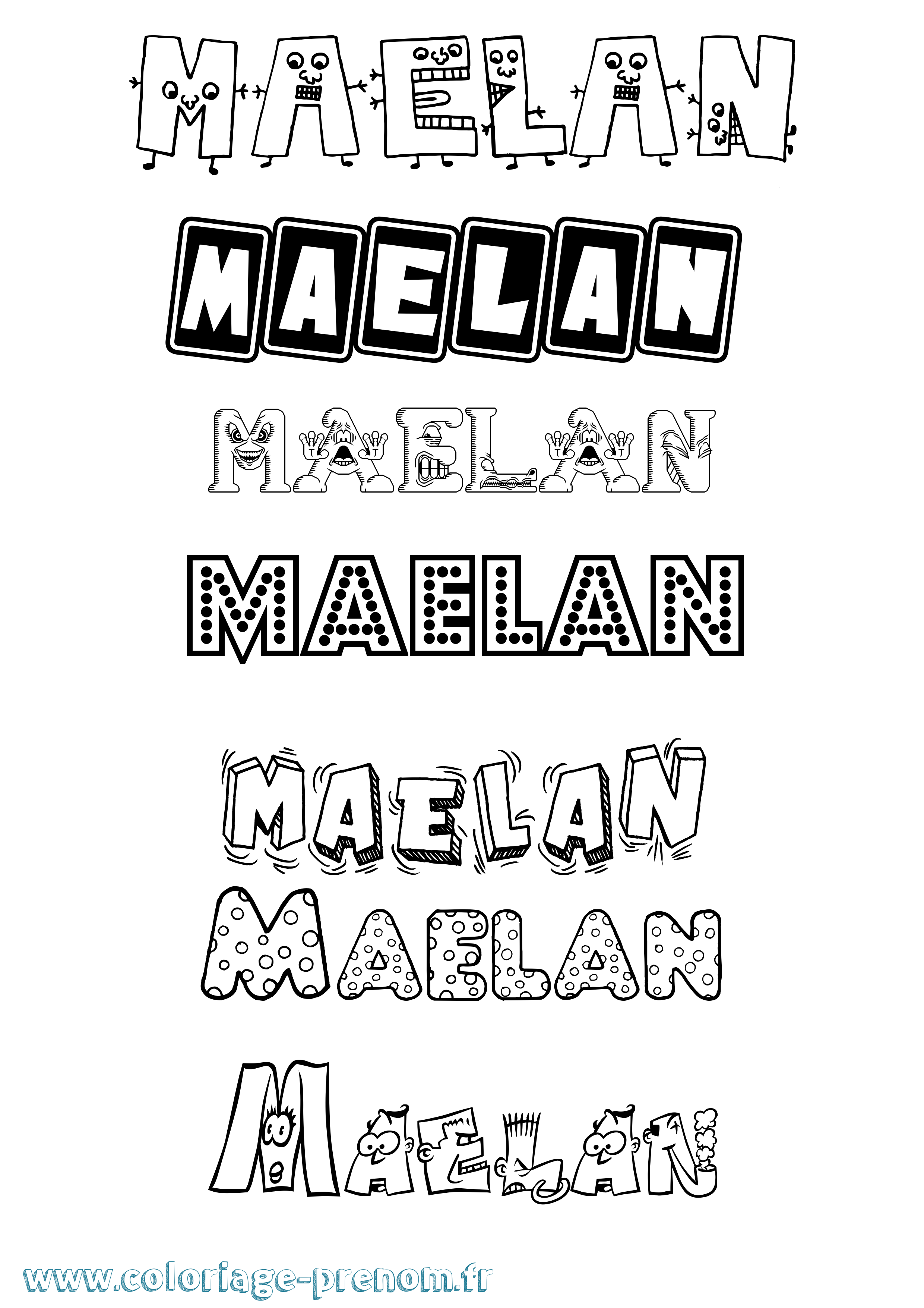 Coloriage prénom Maelan Fun