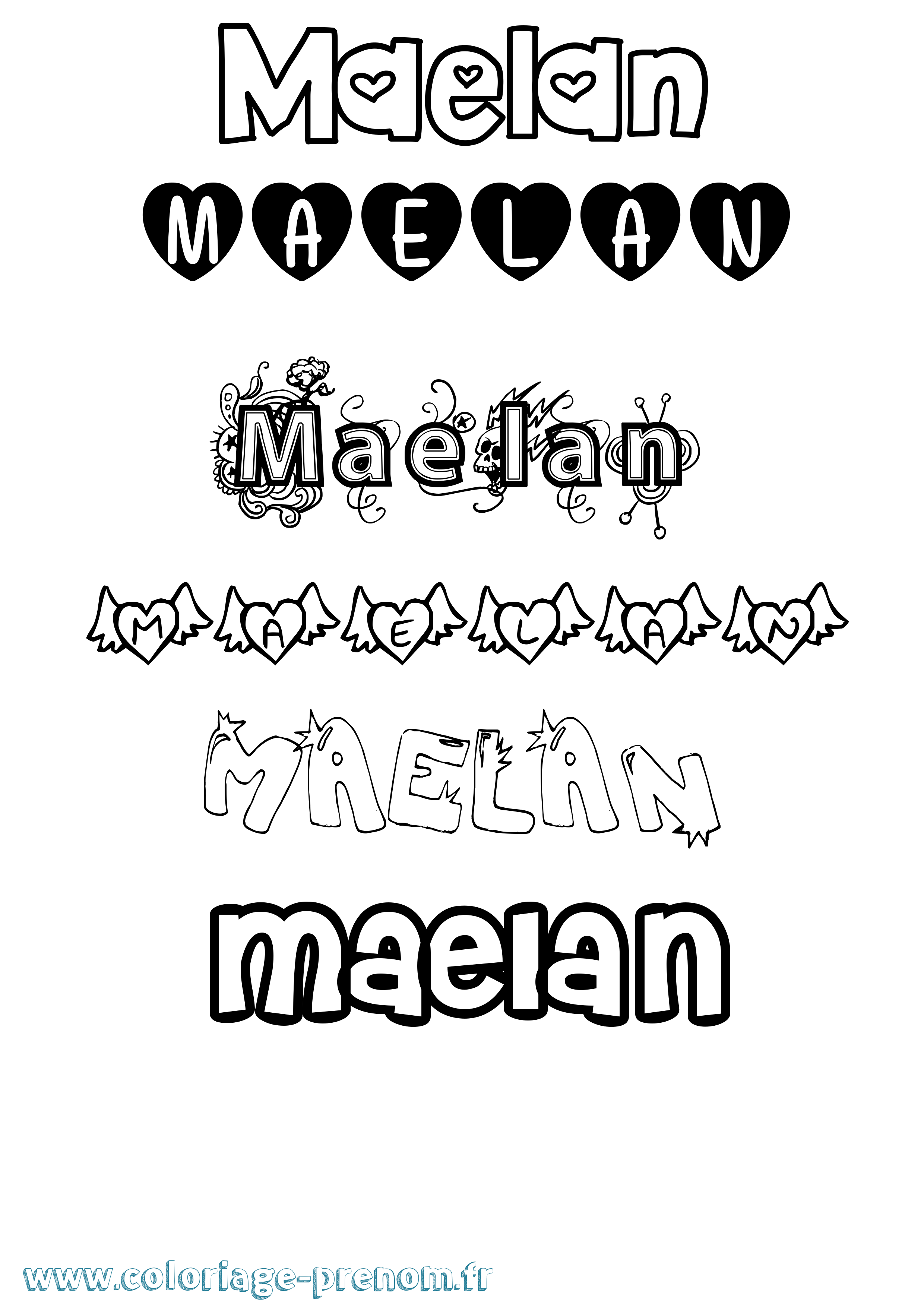 Coloriage Maelan Girly Coloriage prénom Maelan Girly
