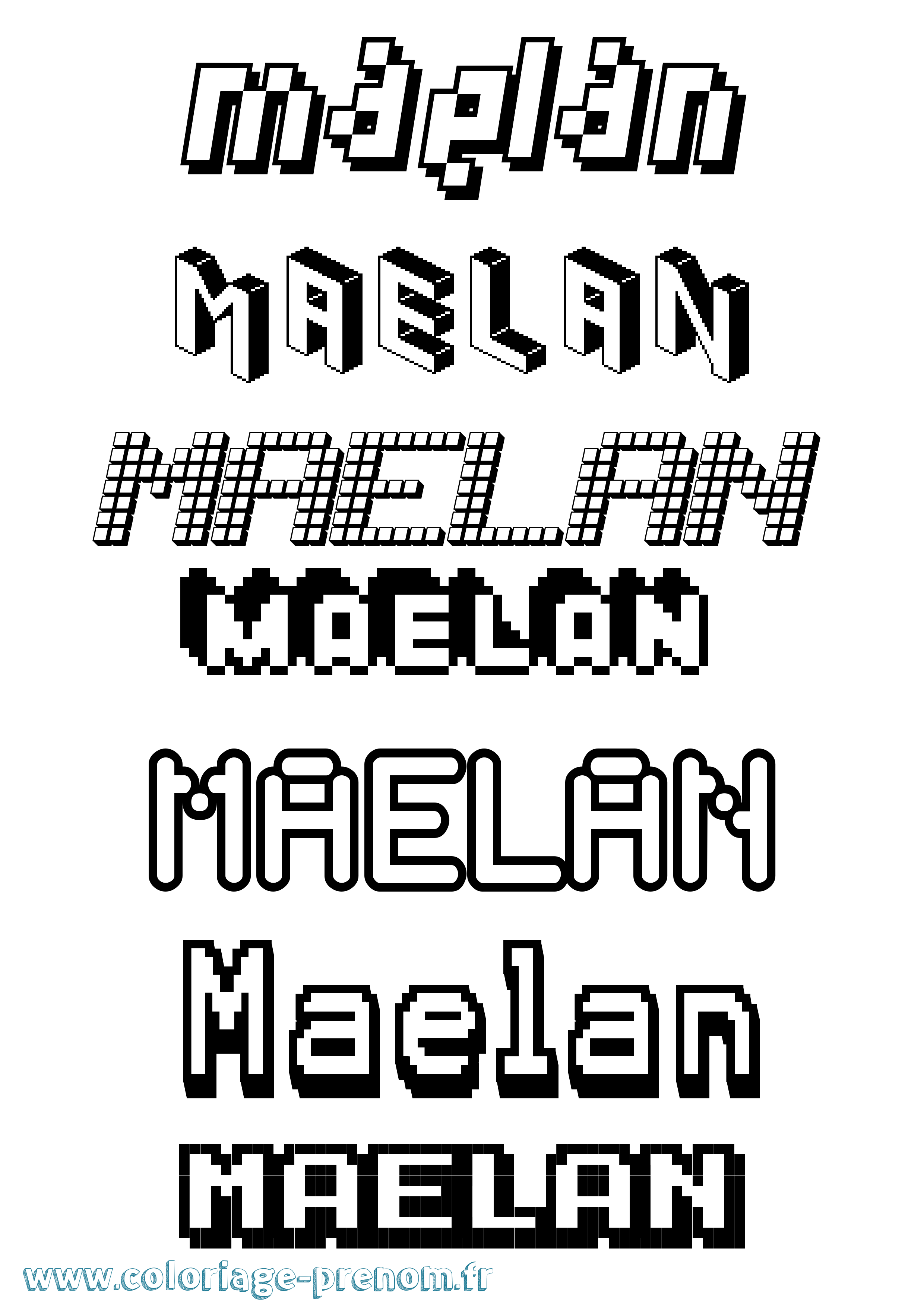 Coloriage prénom Maelan Pixel
