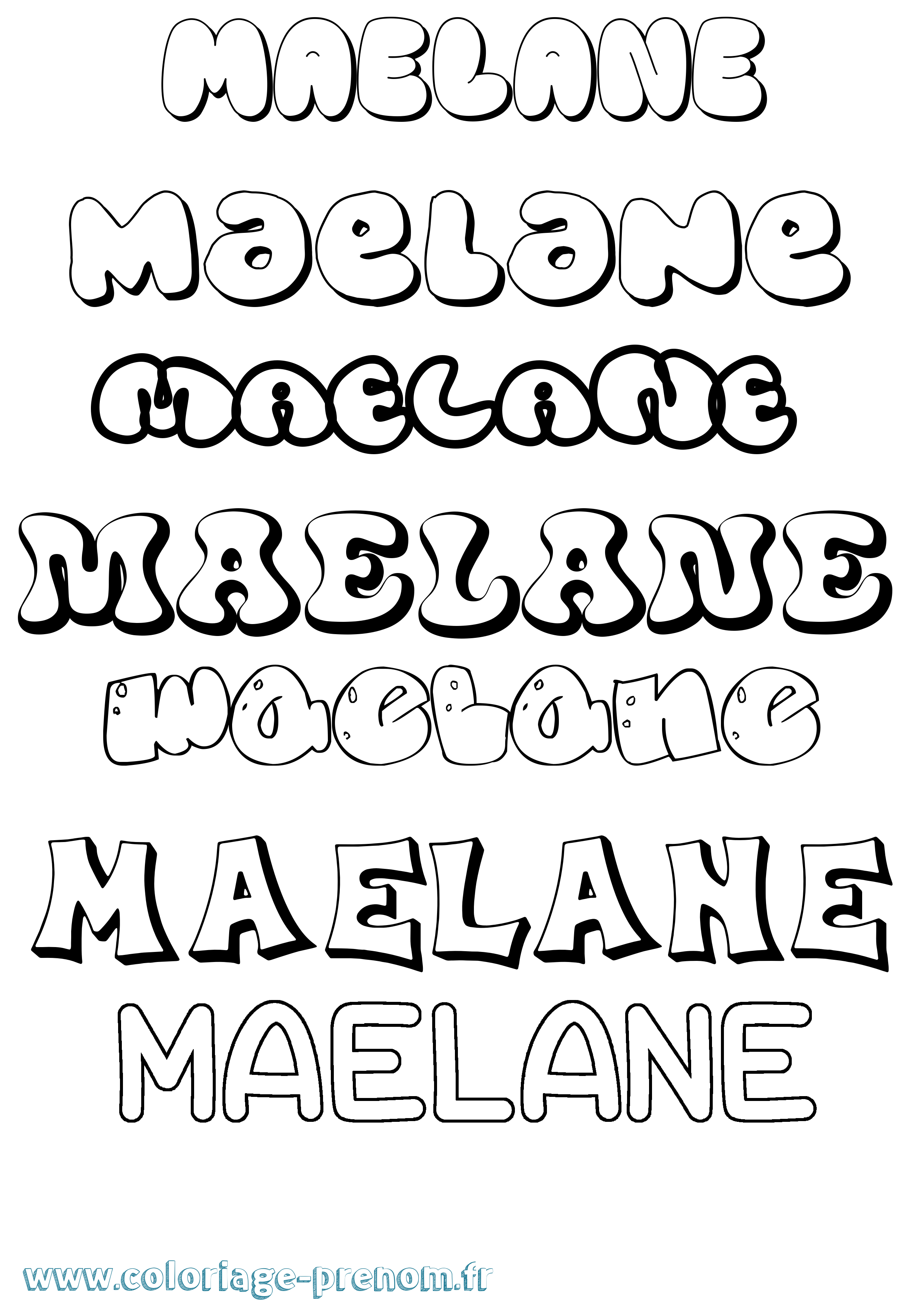 Coloriage Maelane Bubble Coloriage prénom Maelane Bubble
