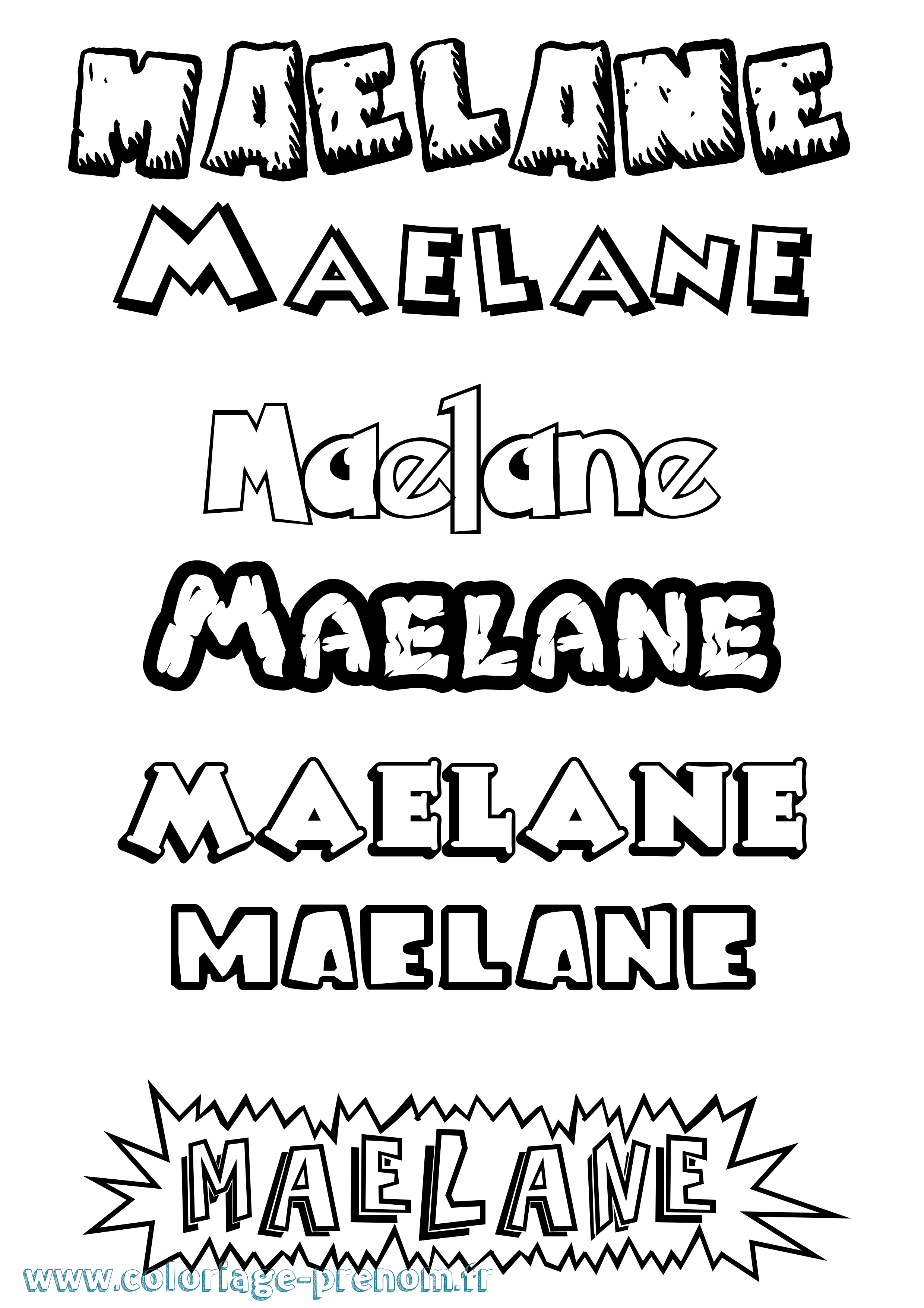 Coloriage Maelane Dessin Animé Coloriage prénom Maelane Dessin Animé
