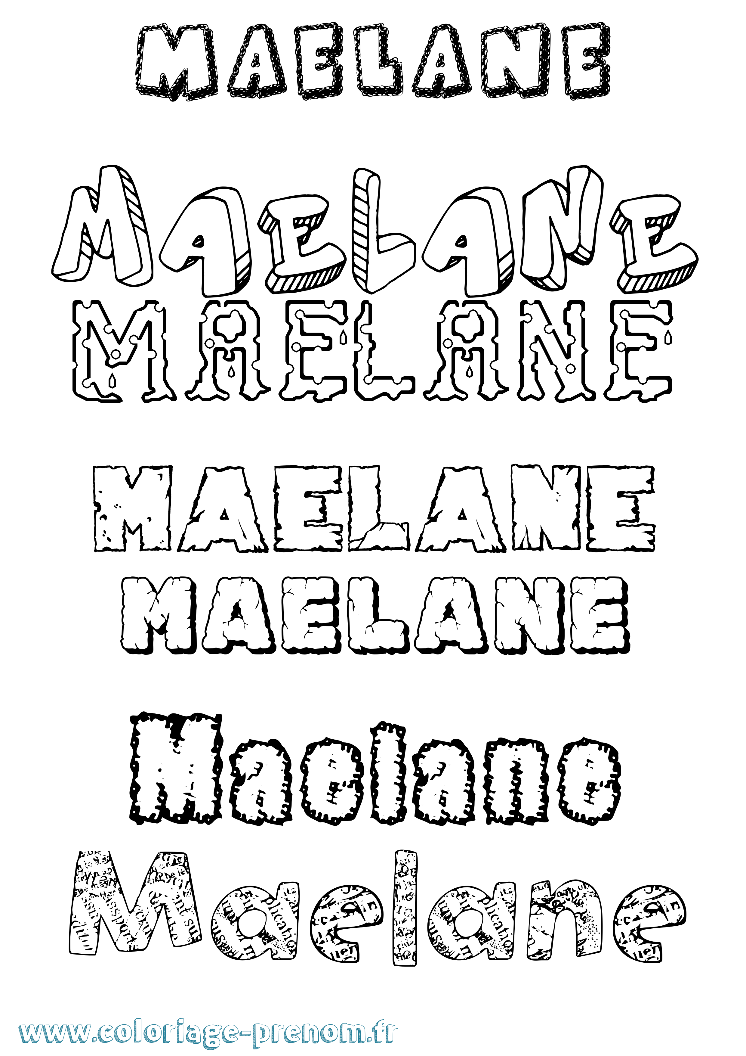 Coloriage prénom Maelane Destructuré