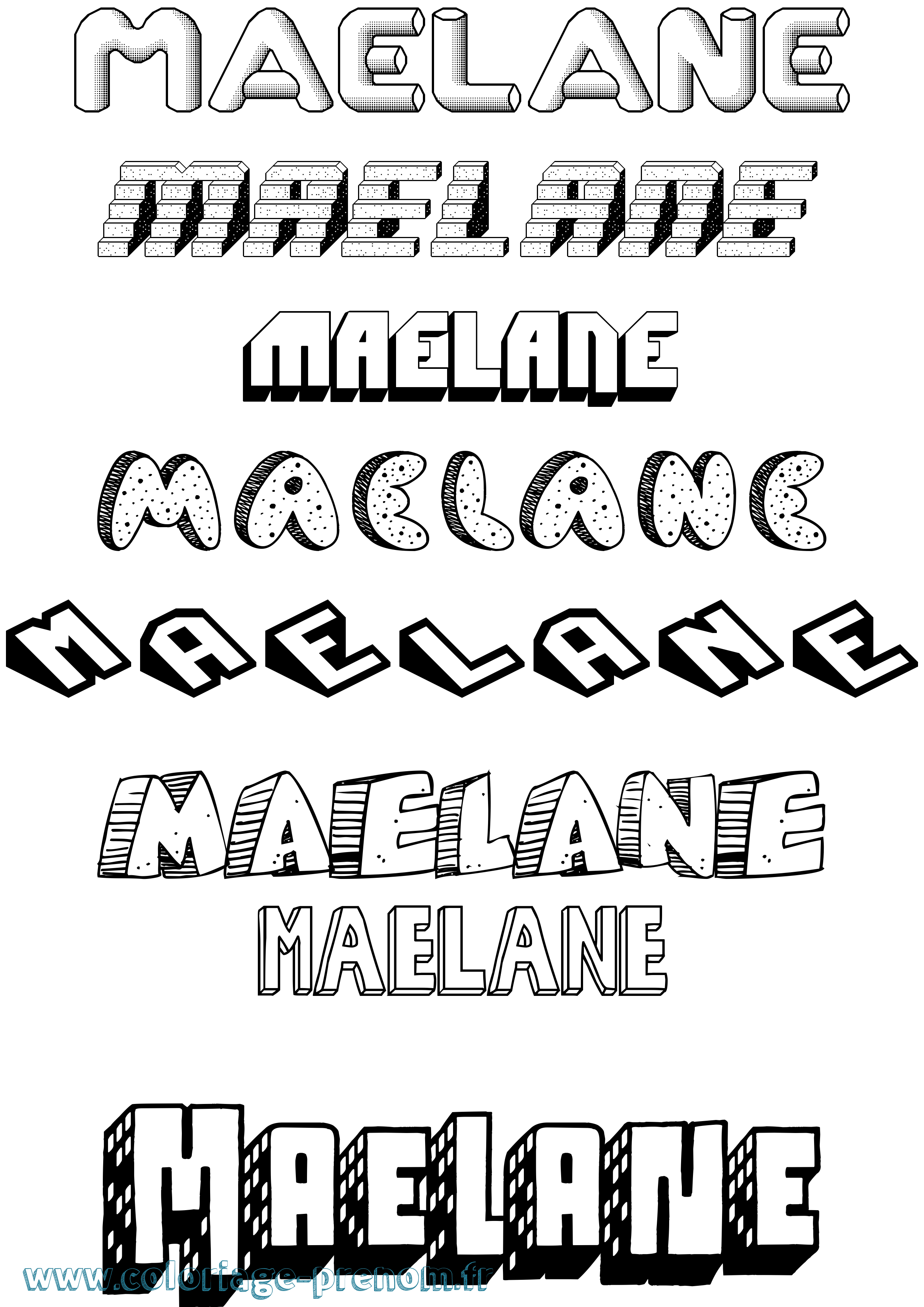Coloriage prénom Maelane Effet 3D