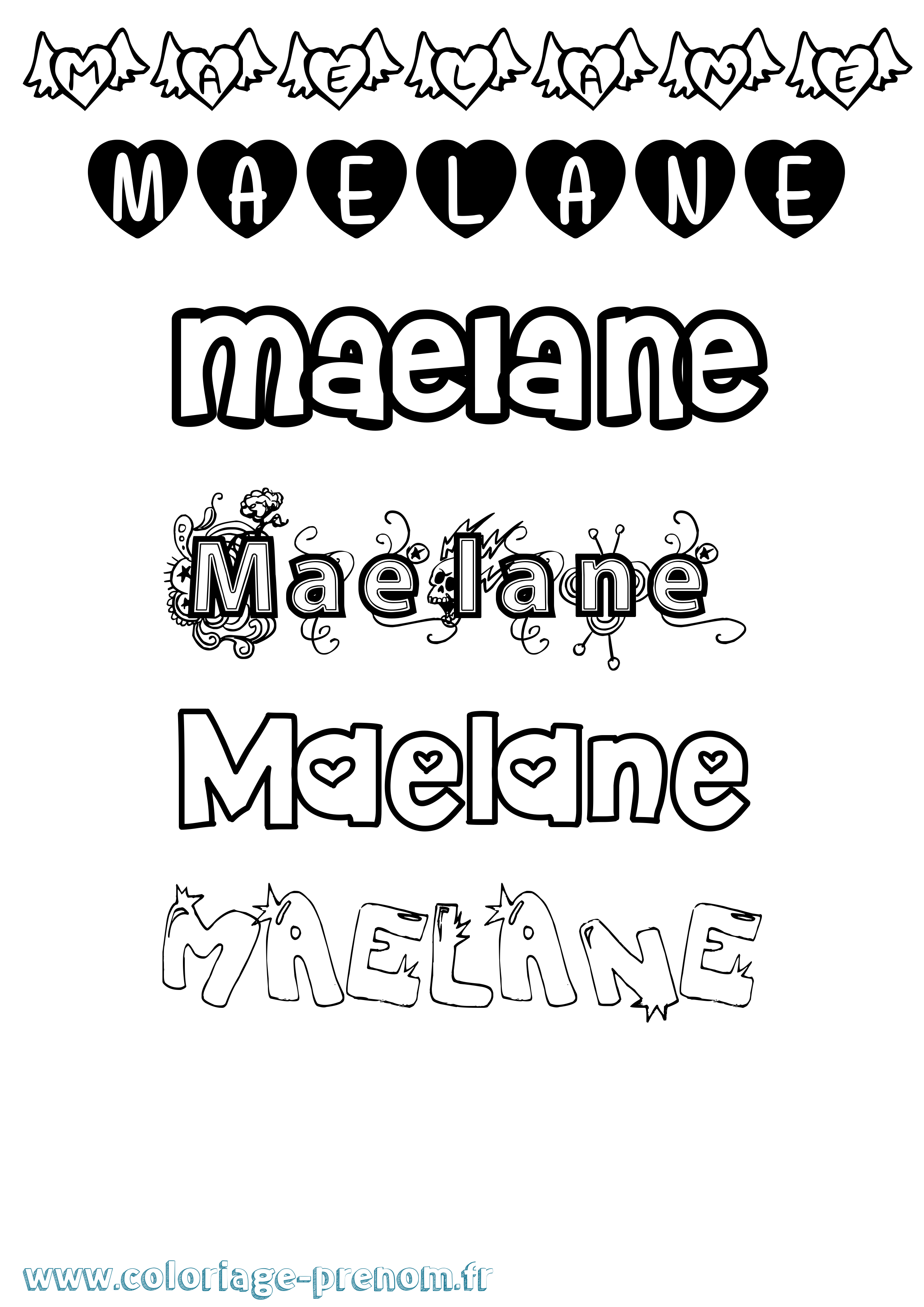 Coloriage prénom Maelane Girly