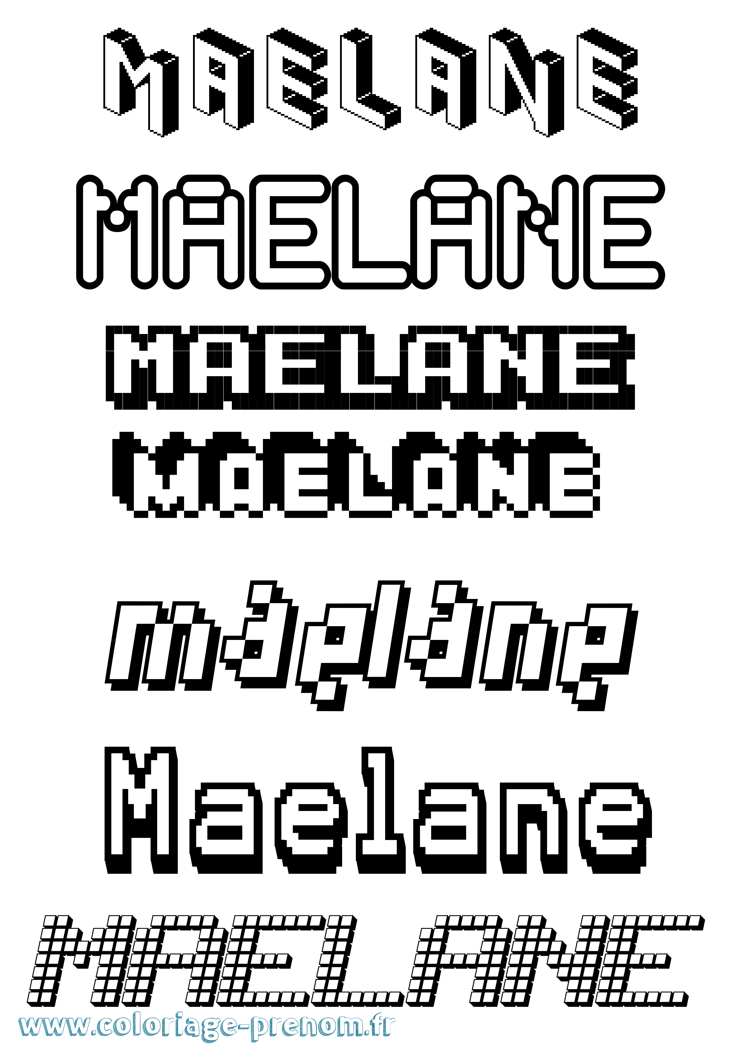 Coloriage prénom Maelane Pixel