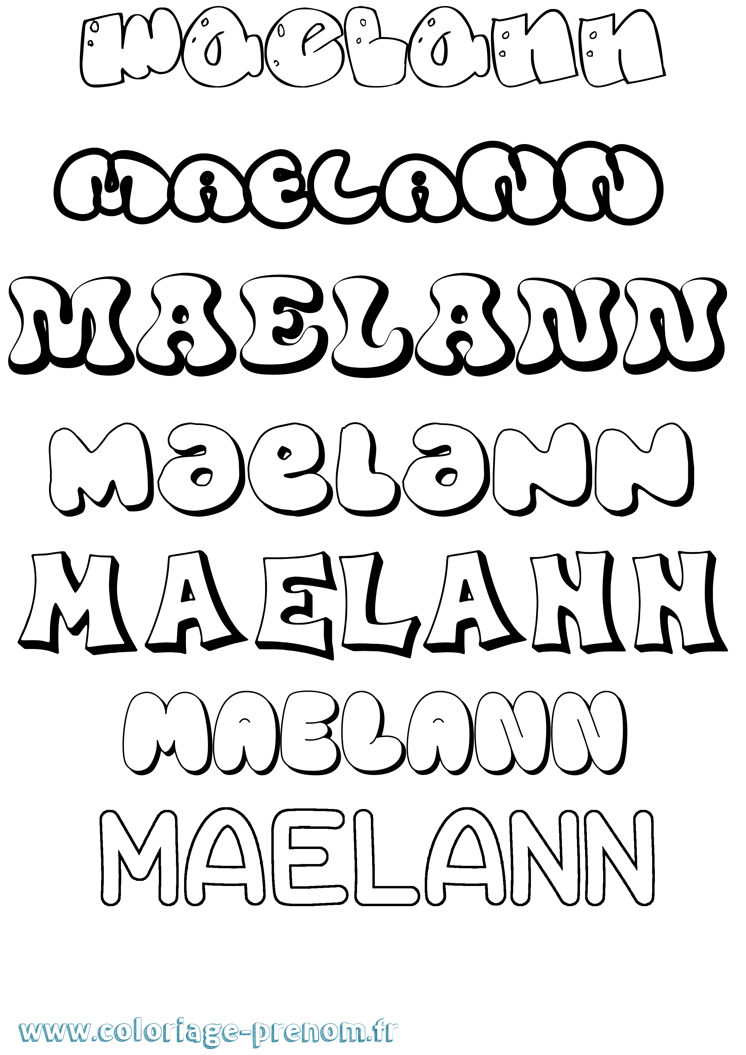 Coloriage prénom Maelann Bubble