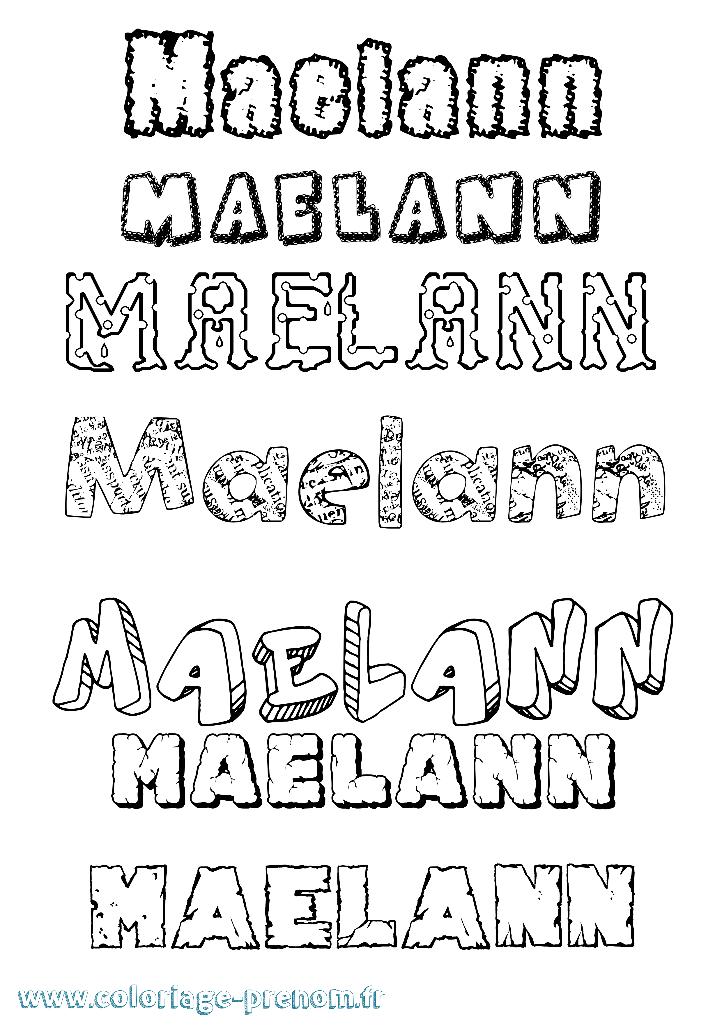 Coloriage prénom Maelann Destructuré