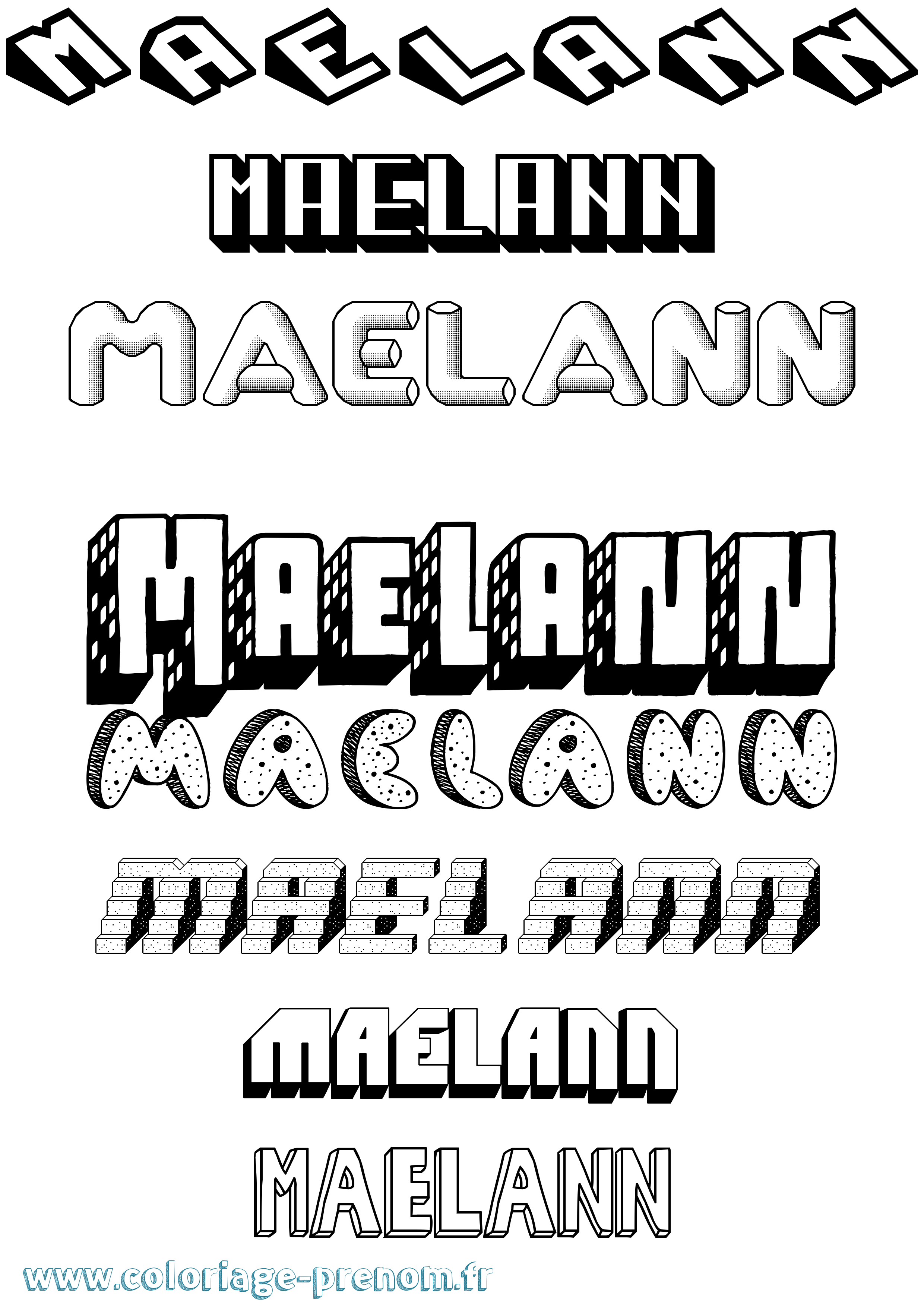 Coloriage prénom Maelann Effet 3D