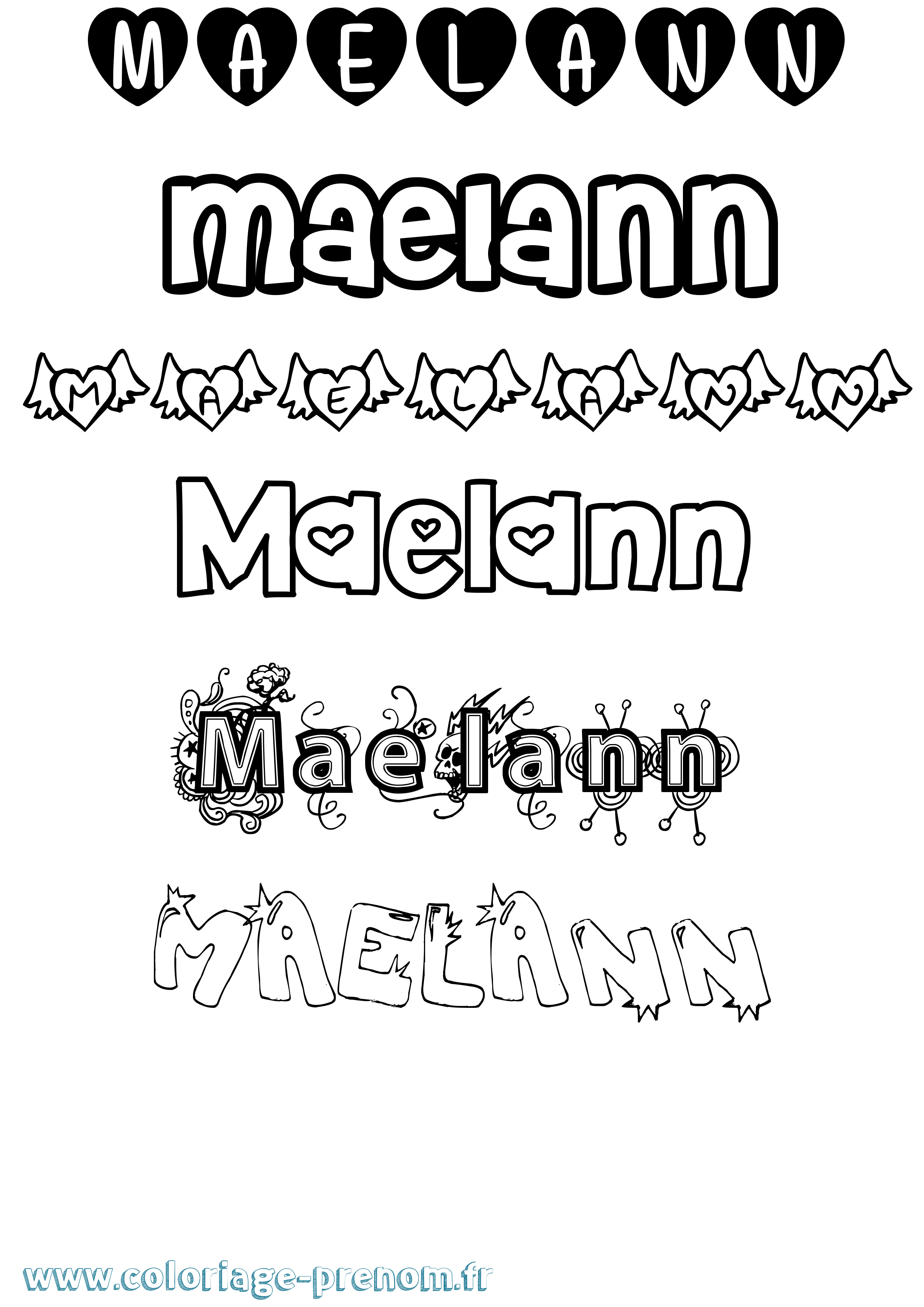 Coloriage prénom Maelann Girly