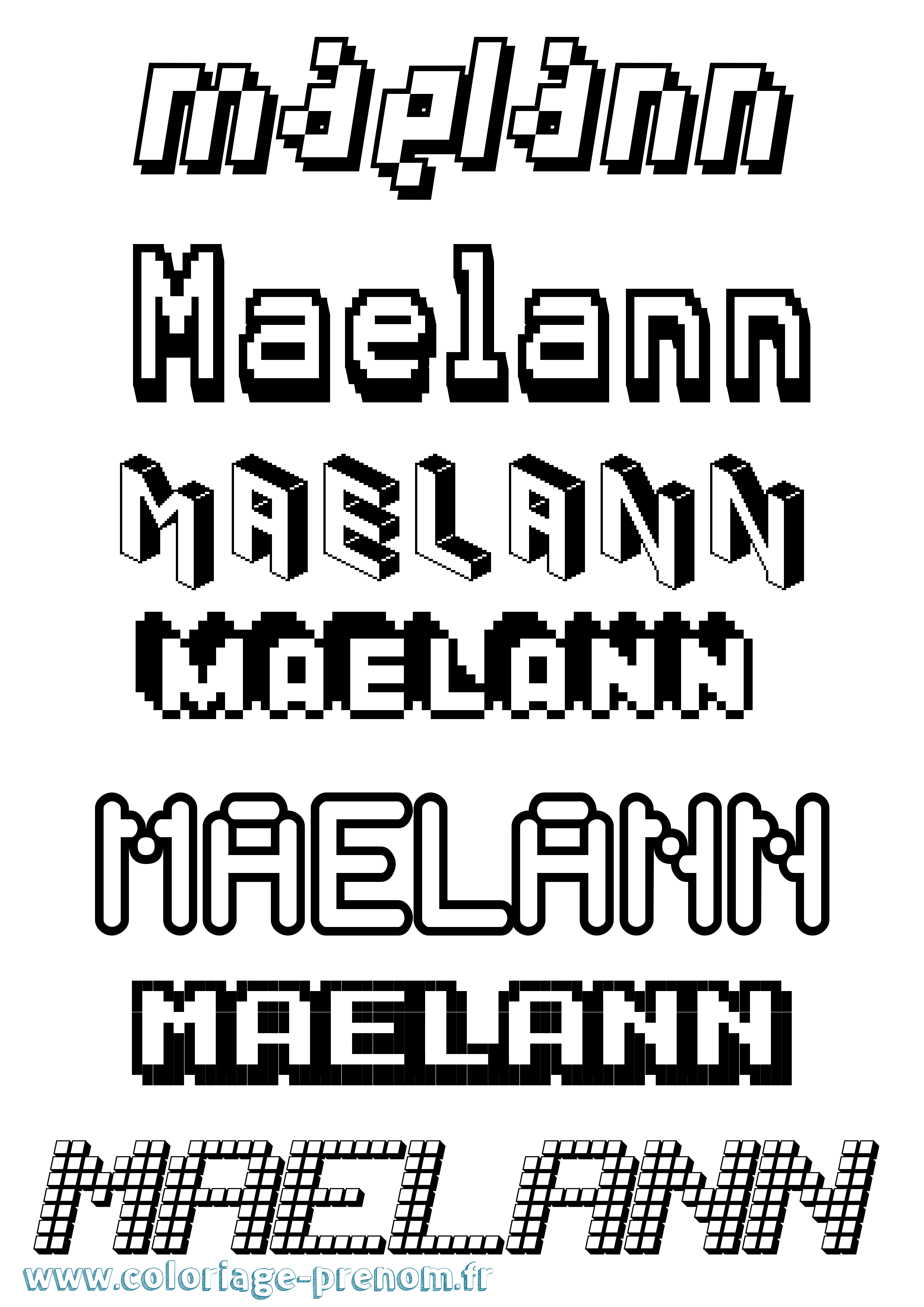 Coloriage prénom Maelann Pixel