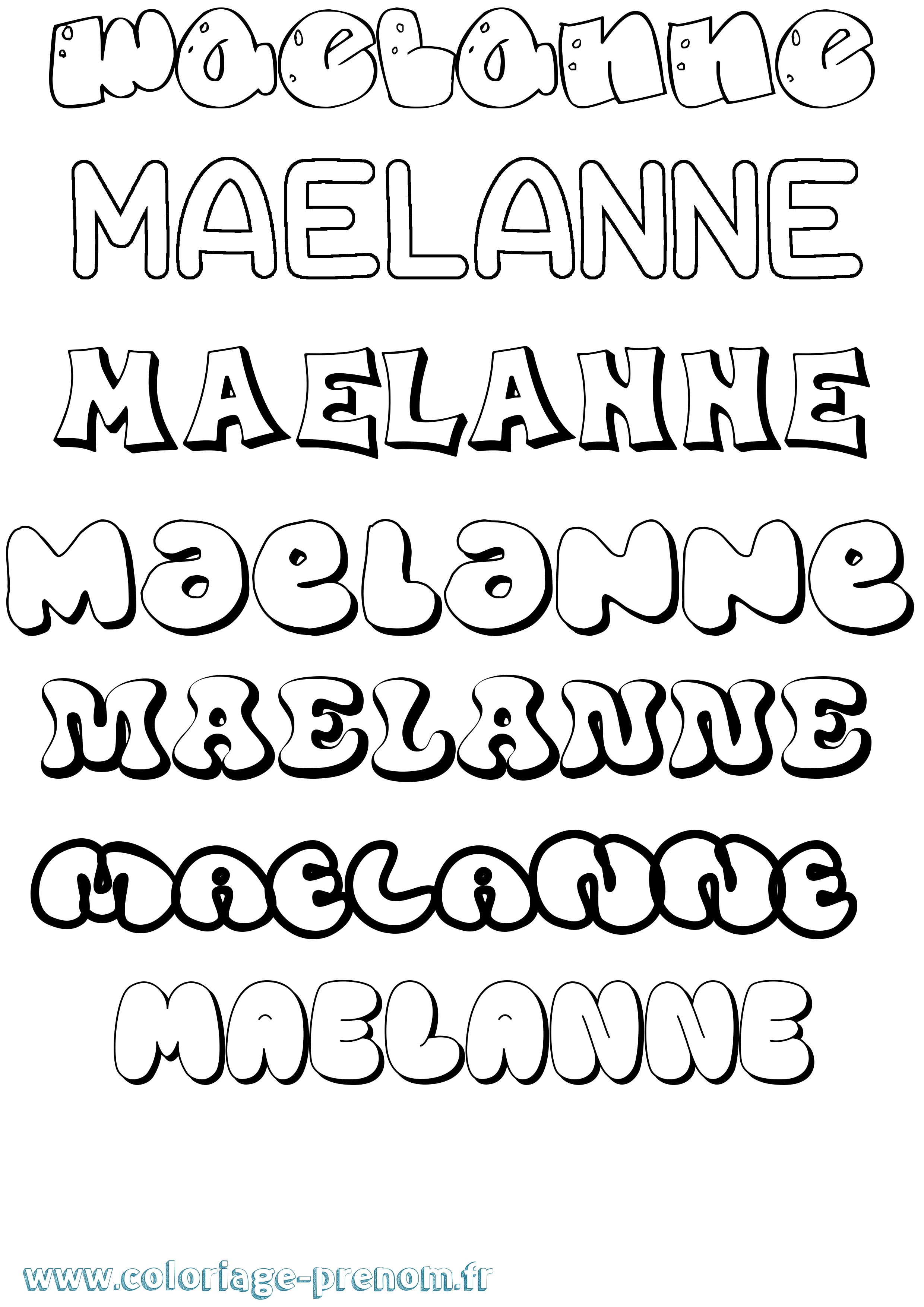 Coloriage prénom Maelanne Bubble