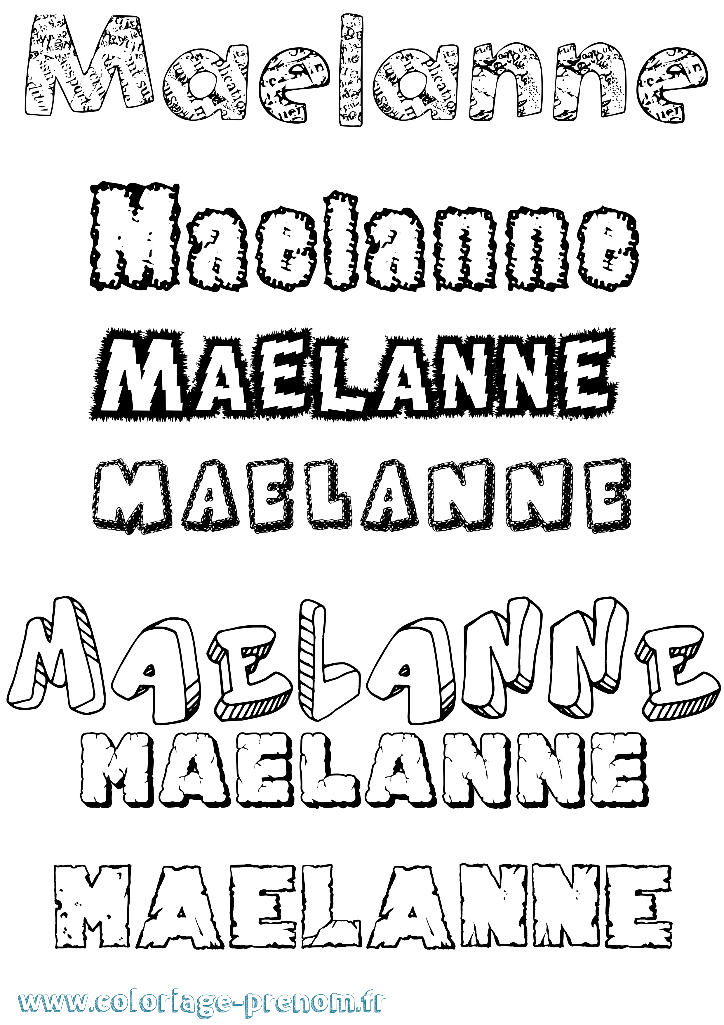 Coloriage prénom Maelanne Destructuré