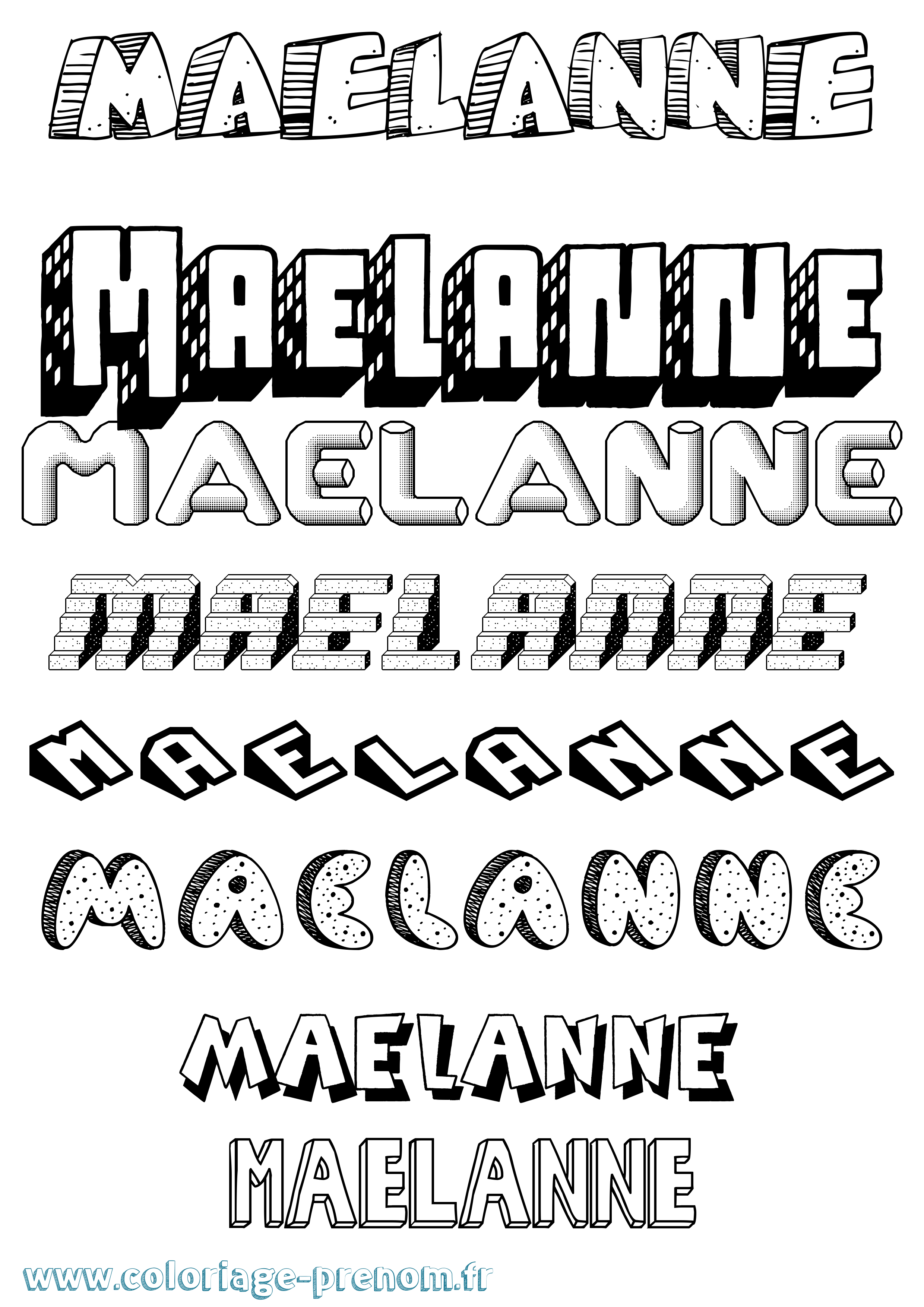 Coloriage prénom Maelanne Effet 3D