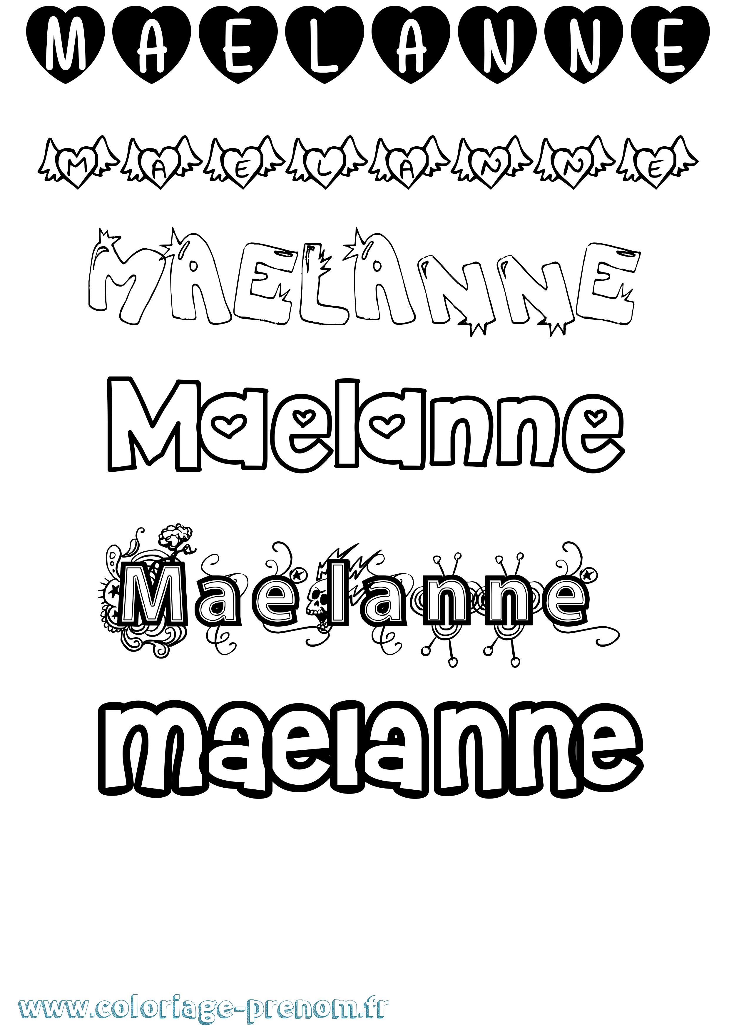 Coloriage prénom Maelanne Girly