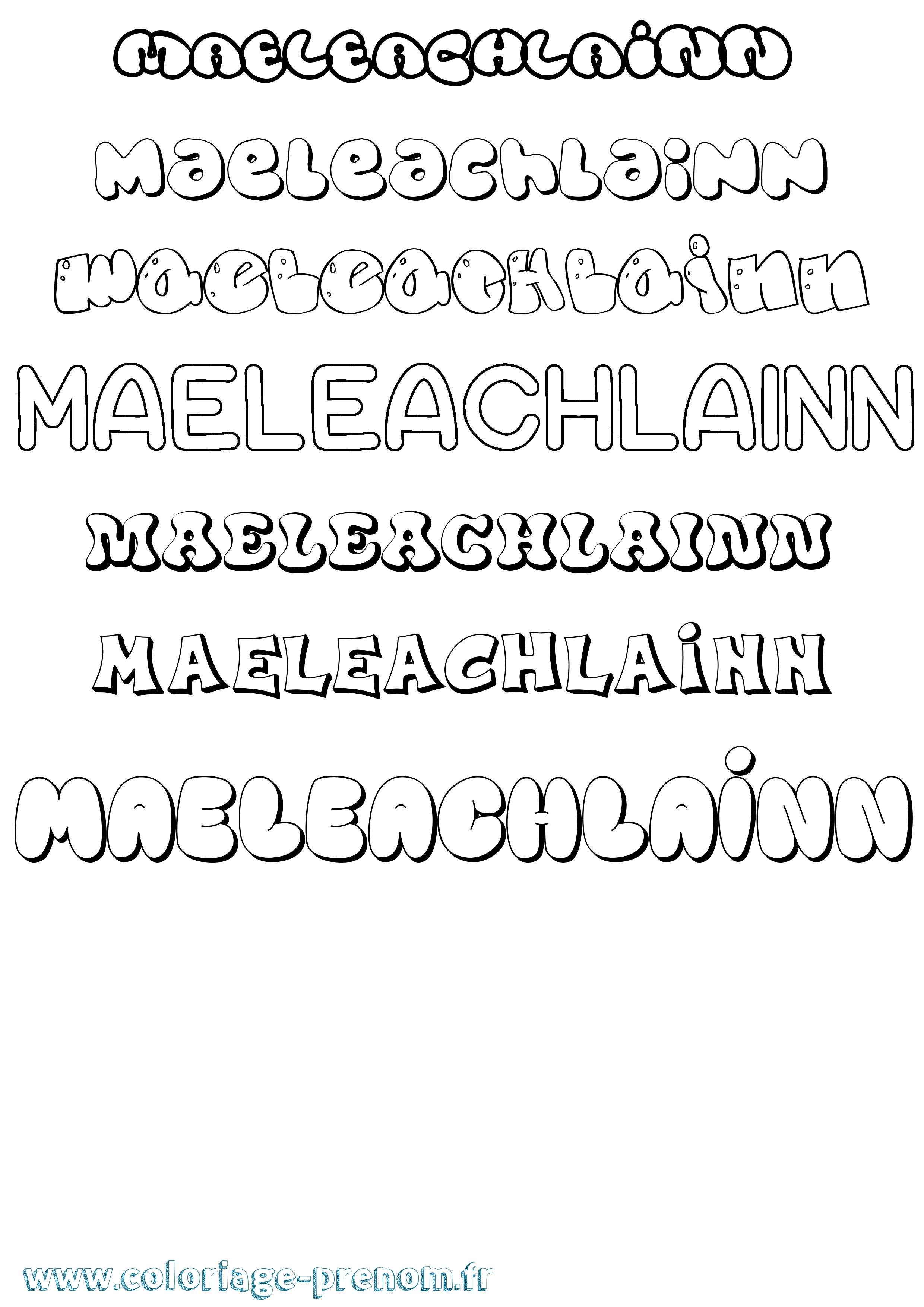 Coloriage prénom Maeleachlainn Bubble