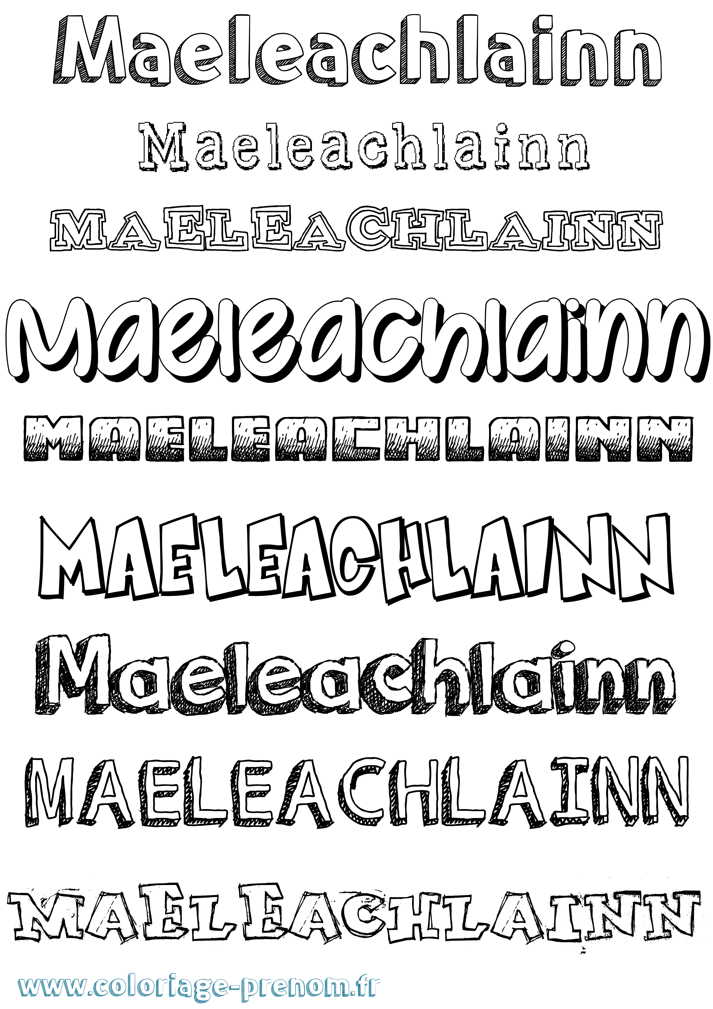Coloriage prénom Maeleachlainn Dessiné