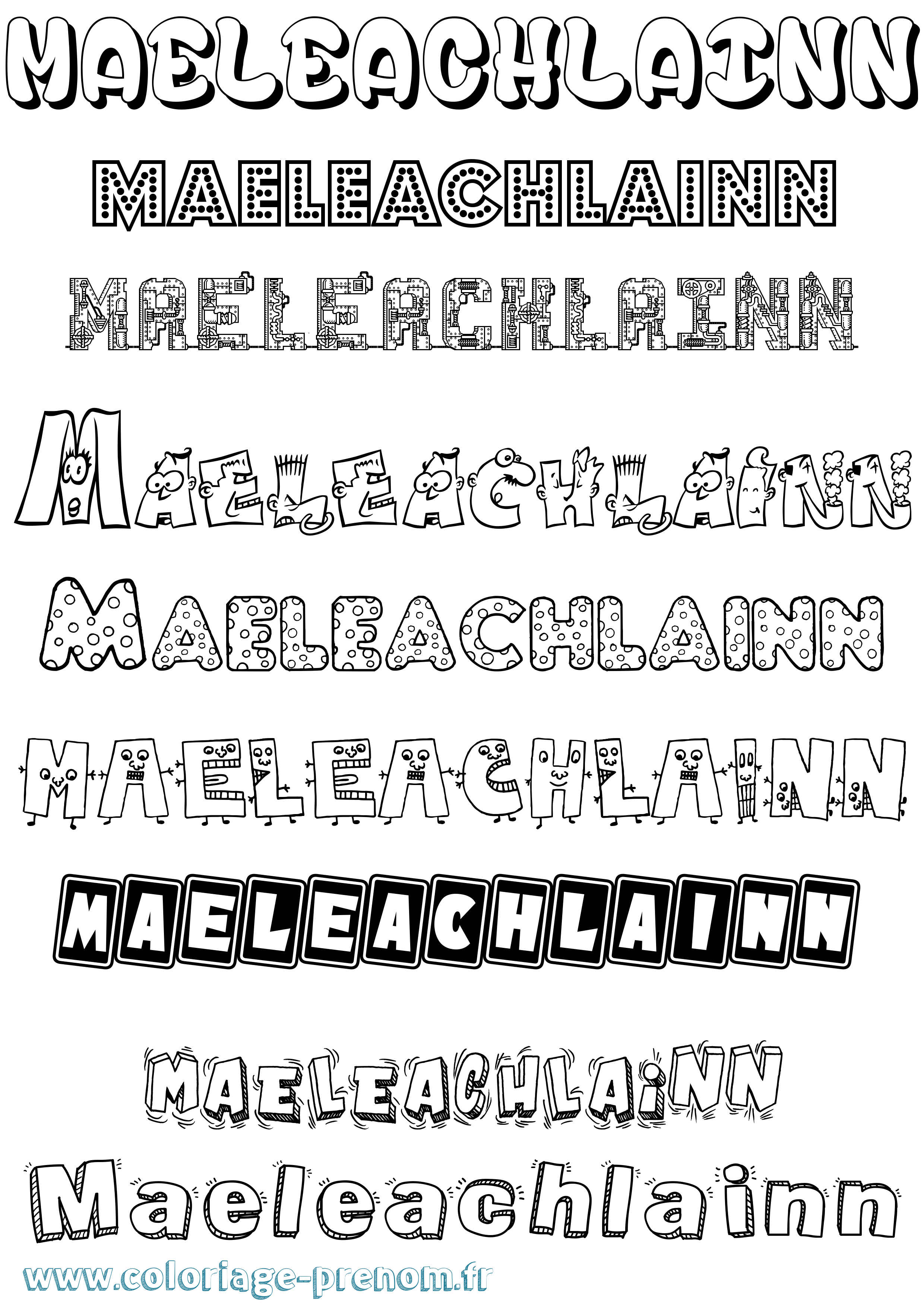 Coloriage prénom Maeleachlainn Fun