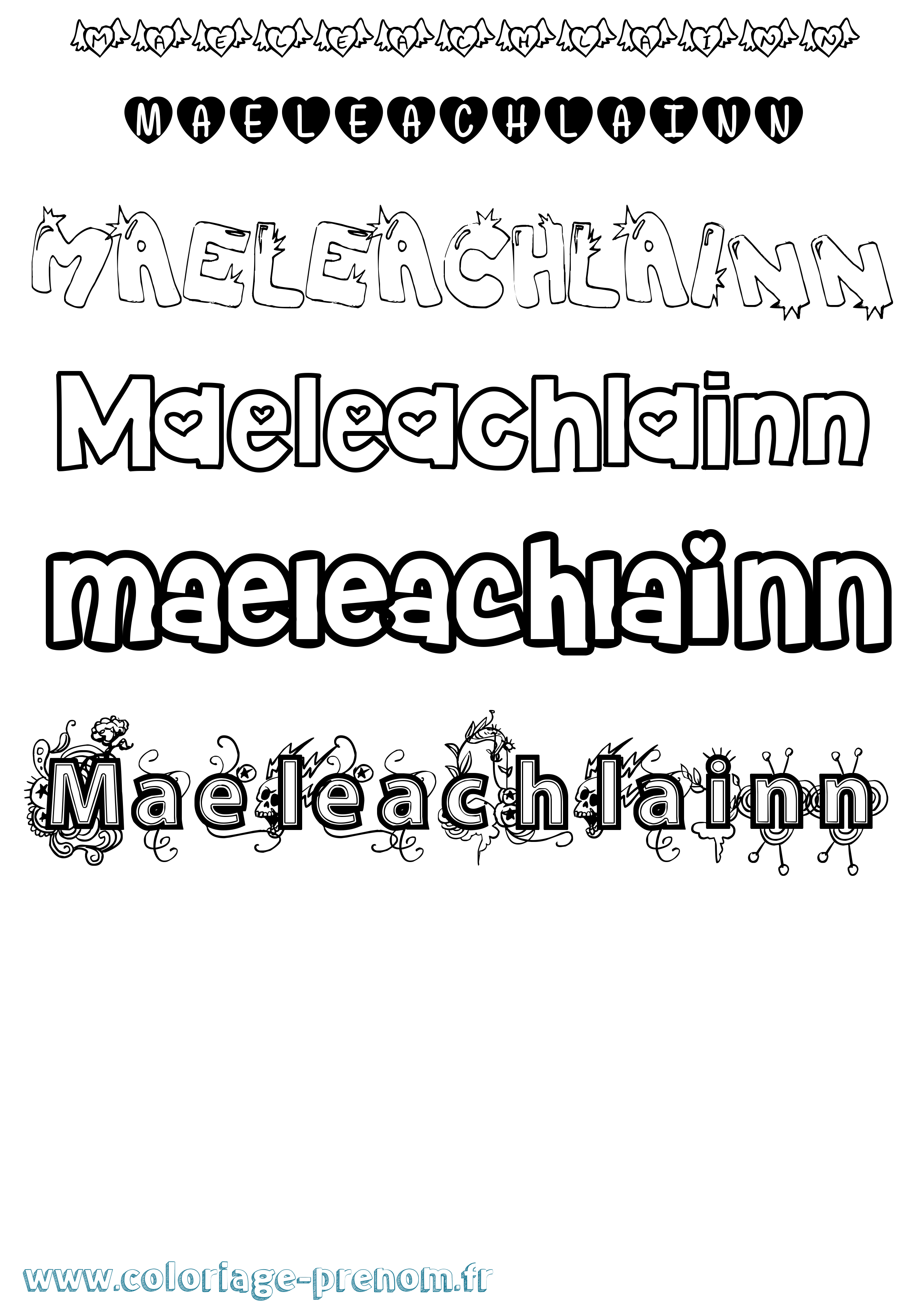 Coloriage prénom Maeleachlainn Girly