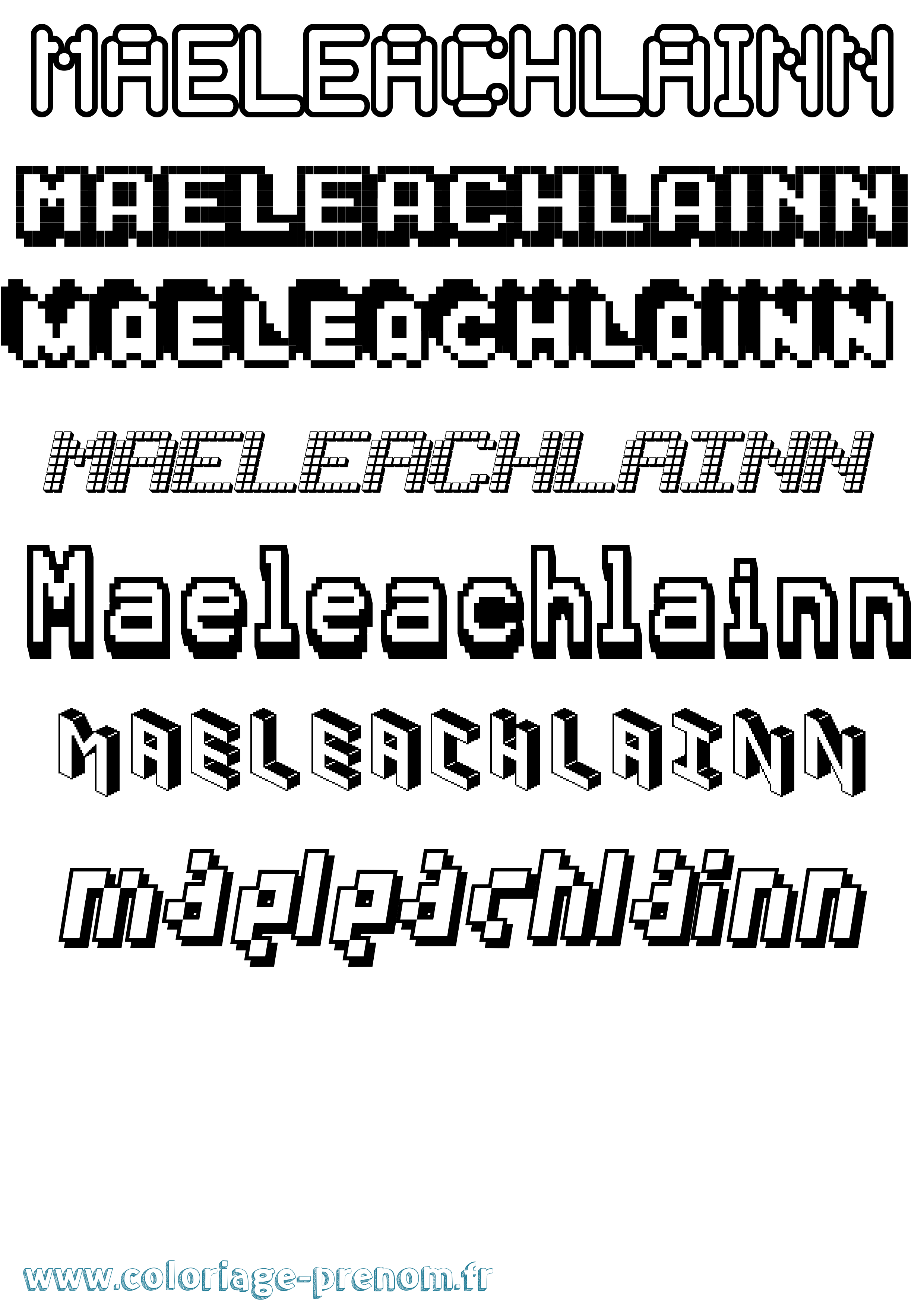 Coloriage prénom Maeleachlainn Pixel