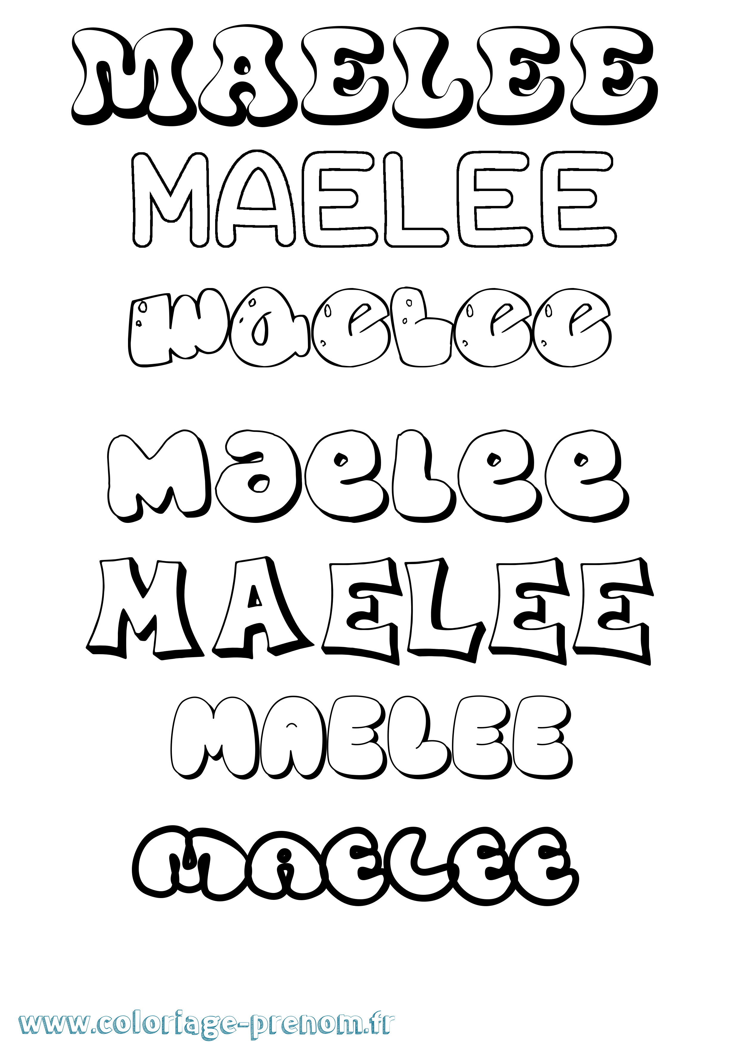 Coloriage prénom Maelee Bubble