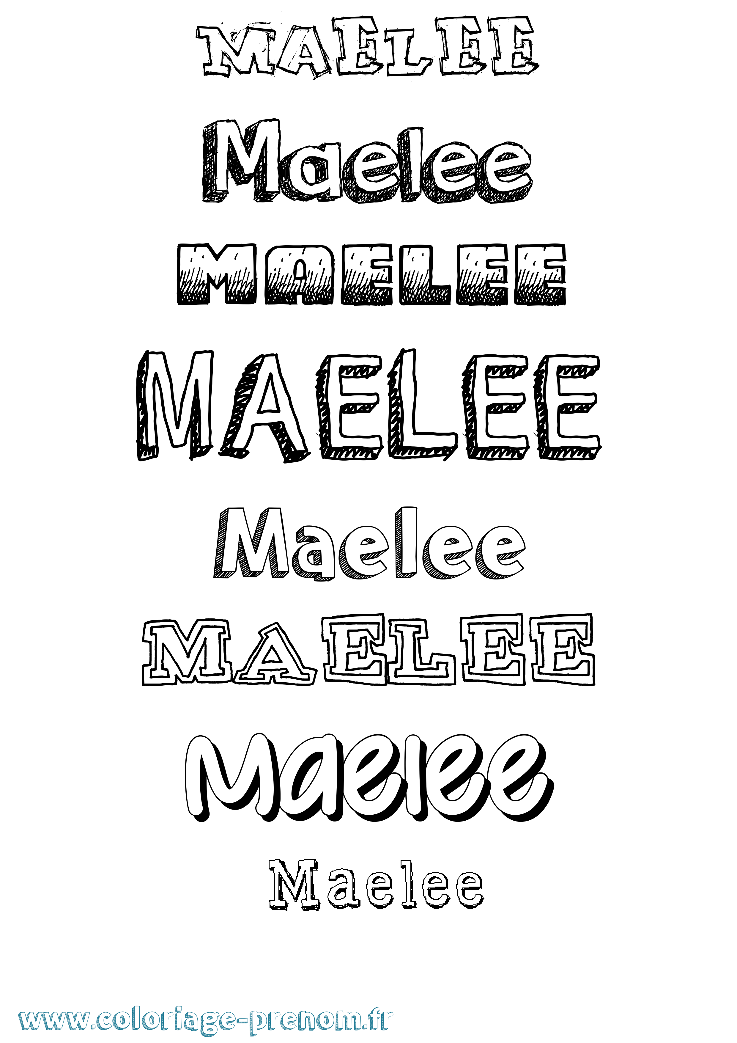 Coloriage prénom Maelee Dessiné