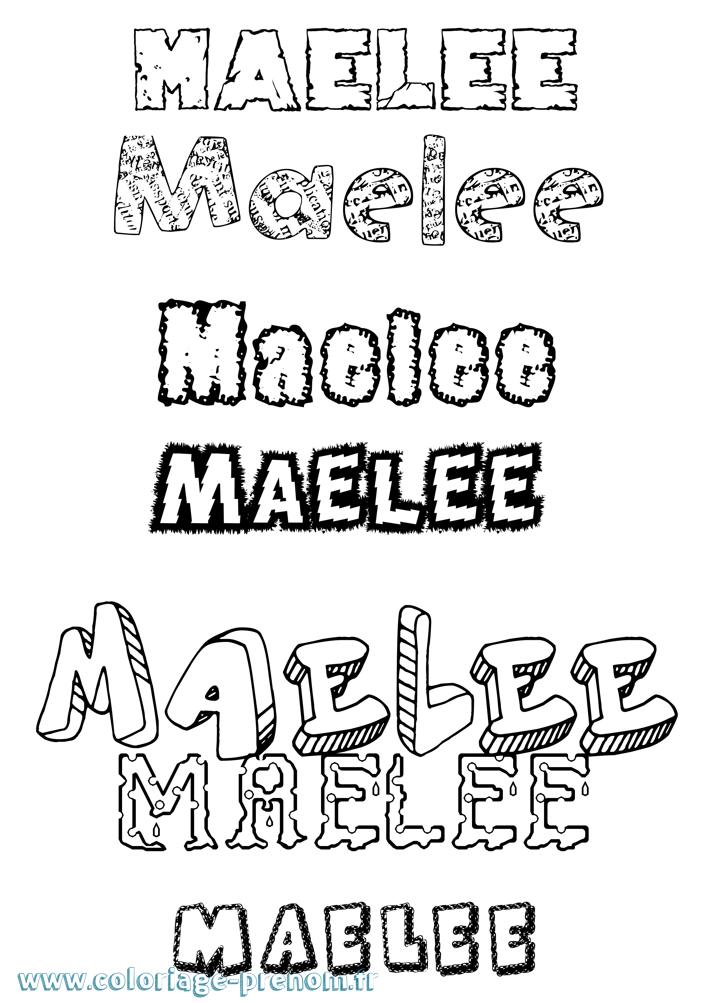 Coloriage prénom Maelee Destructuré