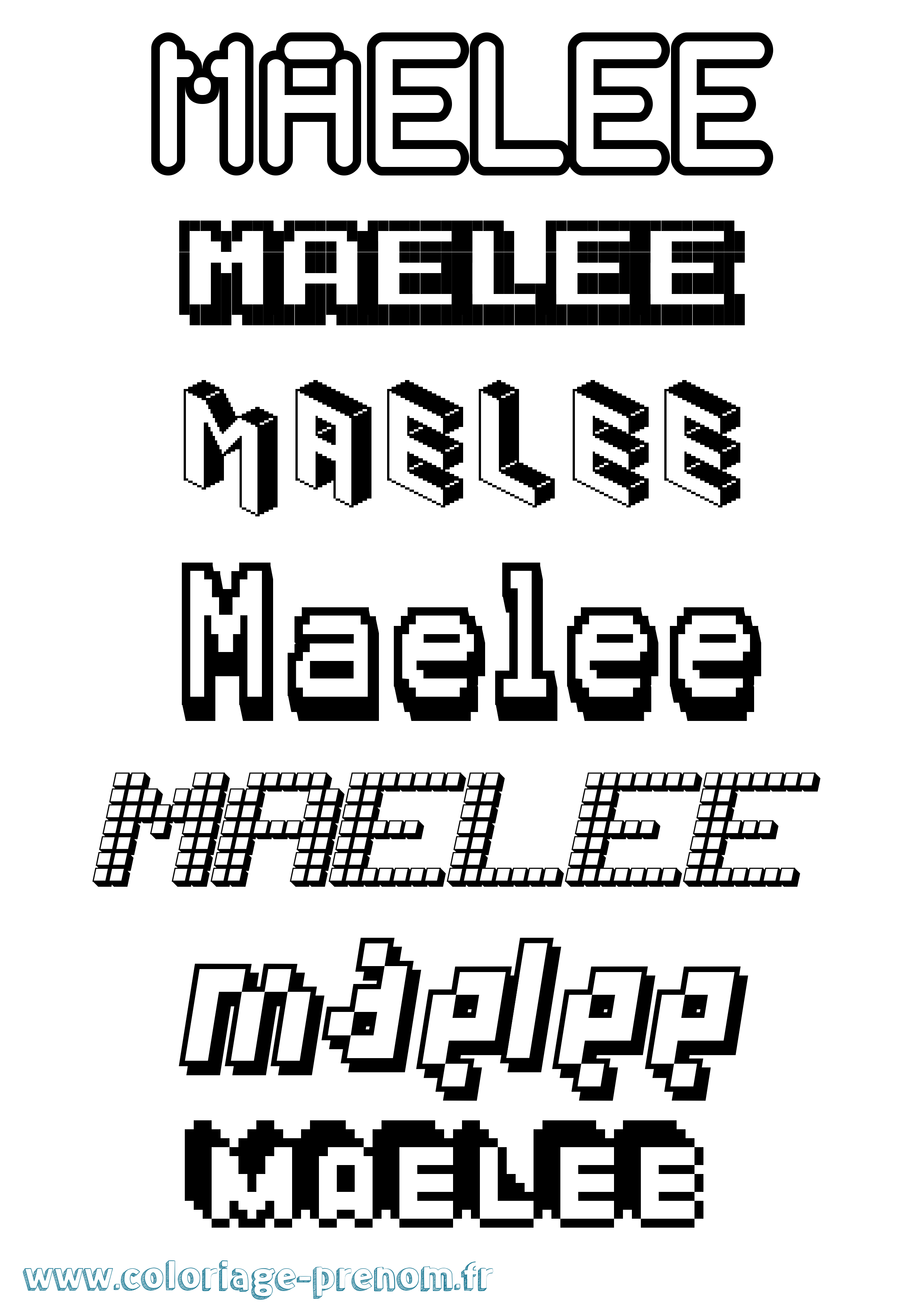 Coloriage prénom Maelee Pixel