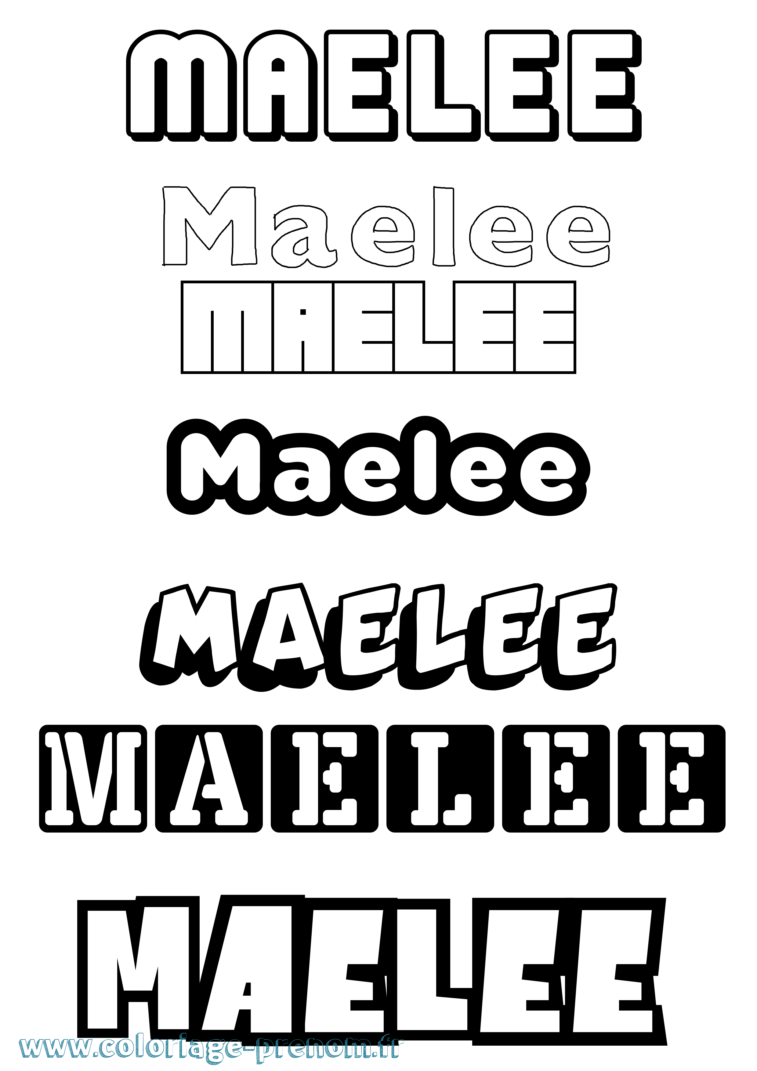 Coloriage prénom Maelee Simple