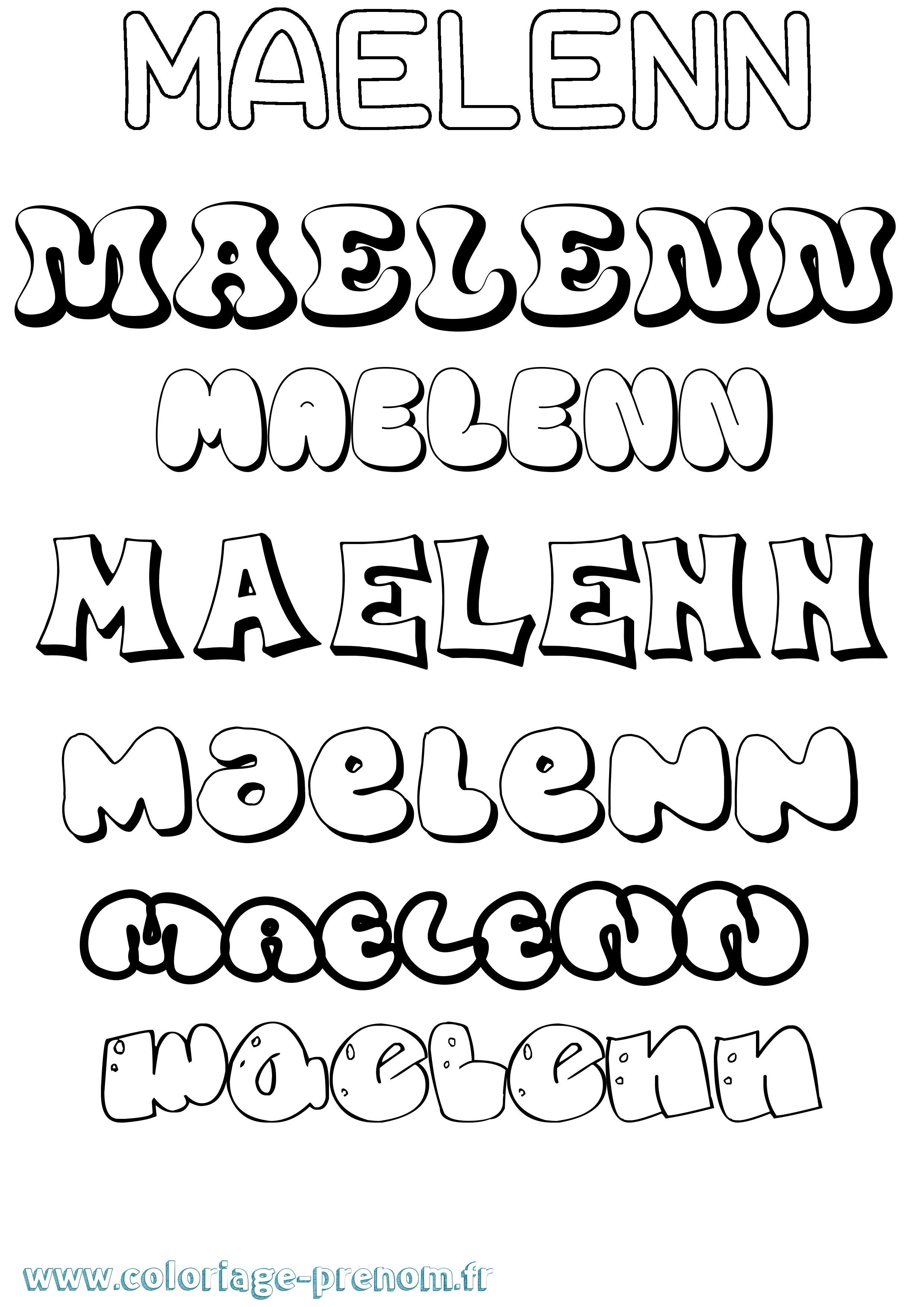 Coloriage Maelenn Bubble Coloriage prénom Maelenn Bubble
