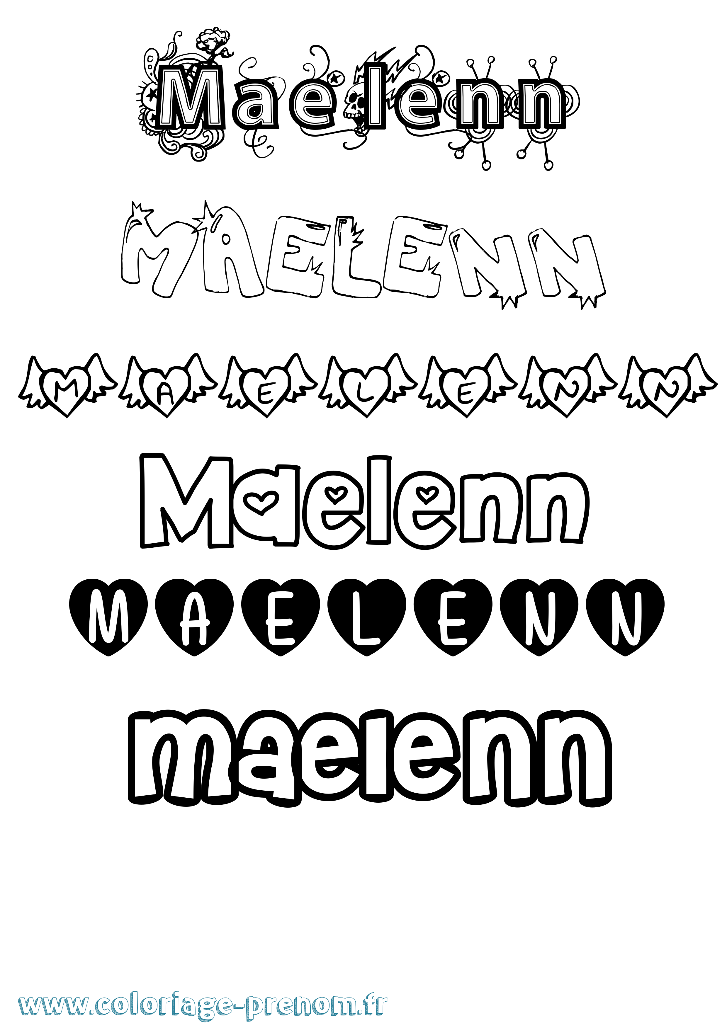 Coloriage Maelenn Girly Coloriage prénom Maelenn Girly