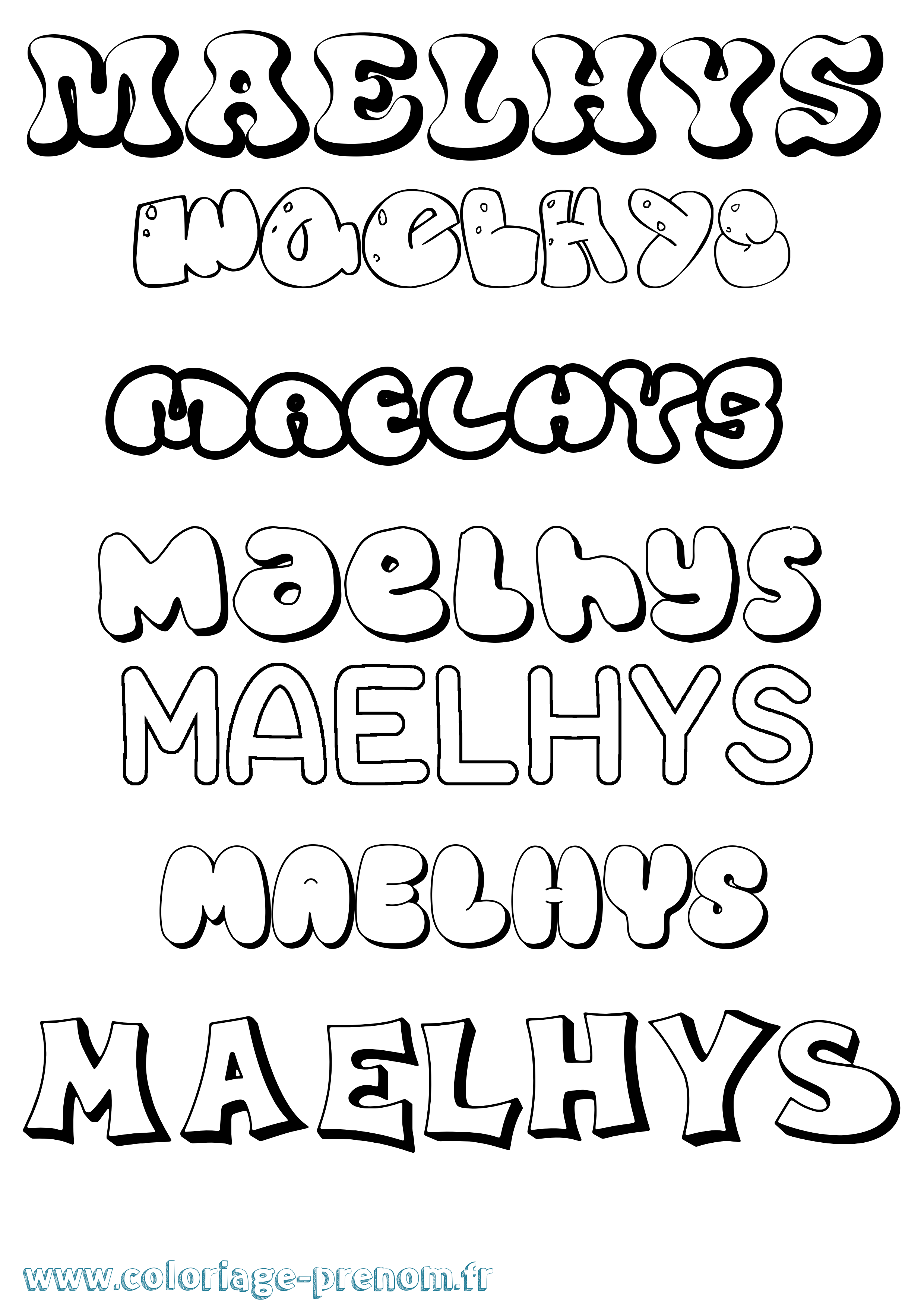 Coloriage Maelhys Bubble Coloriage prénom Maelhys Bubble