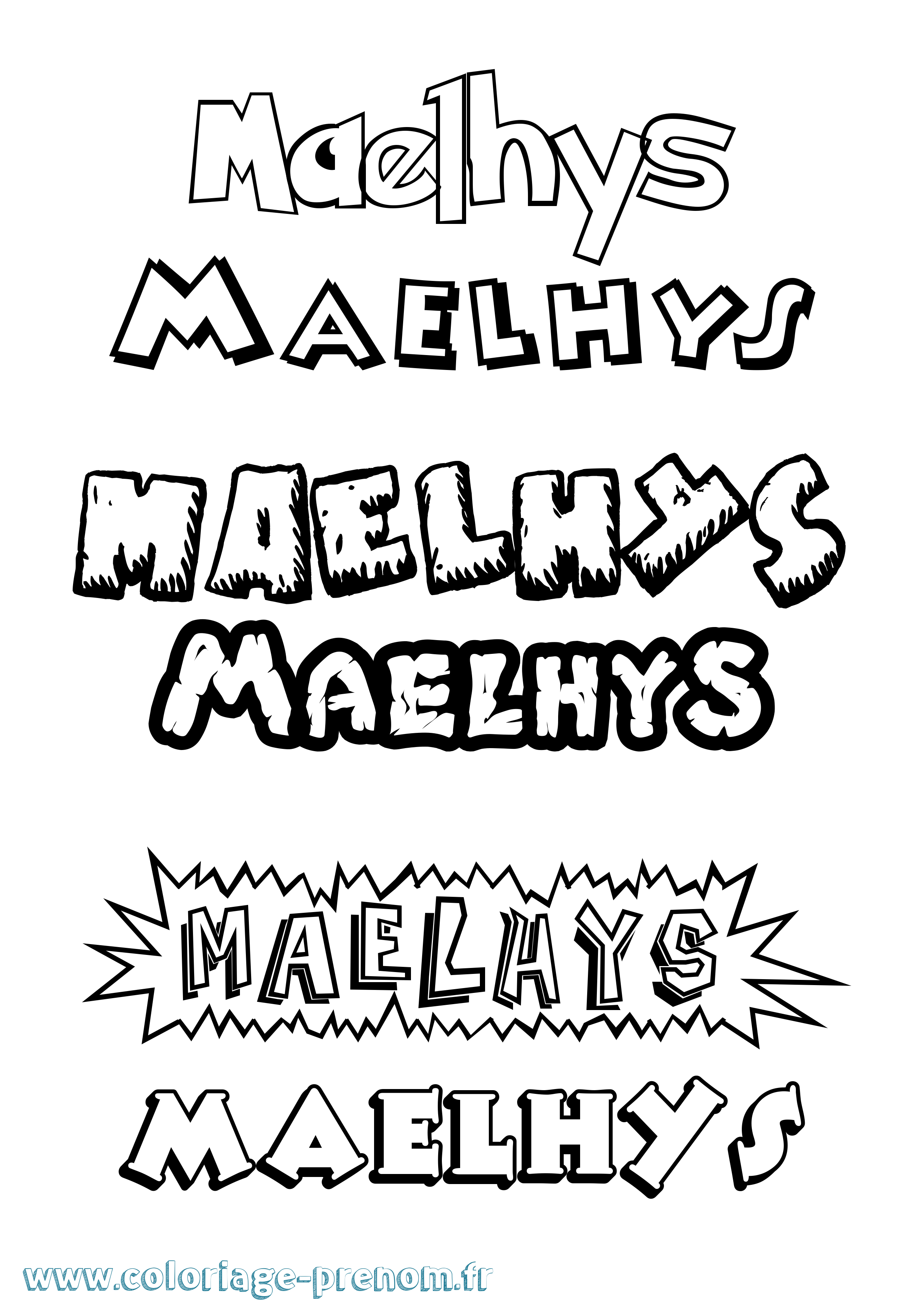 Coloriage Maelhys Dessin Animé Coloriage prénom Maelhys Dessin Animé