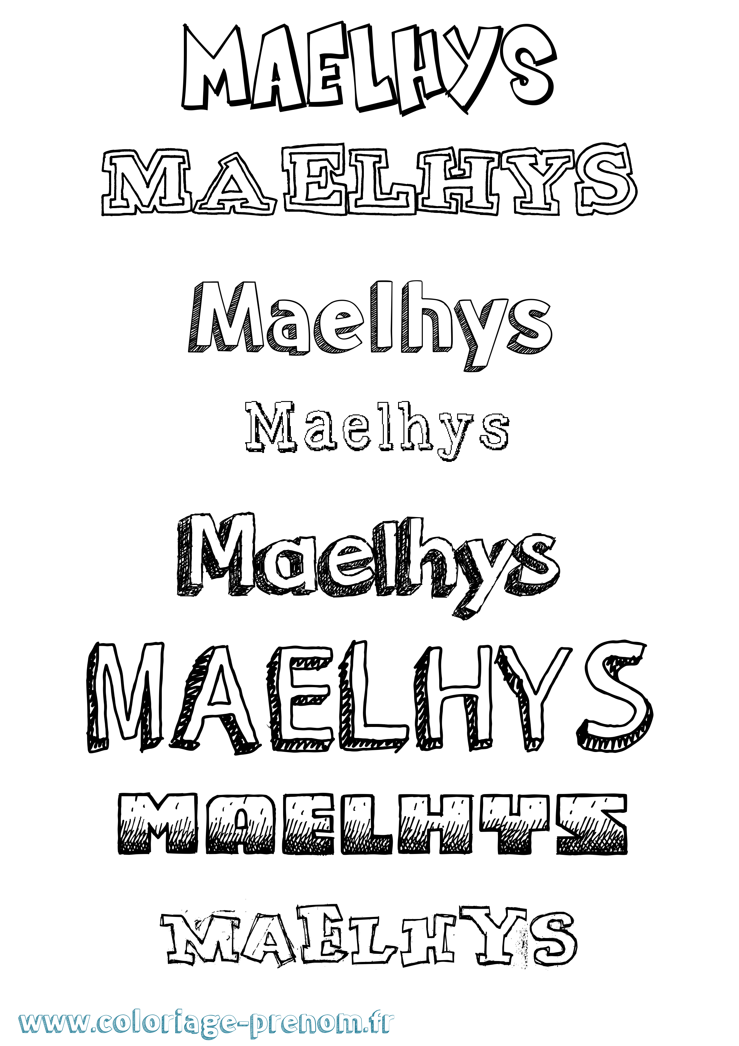 Coloriage Maelhys Dessiné Coloriage prénom Maelhys Dessiné