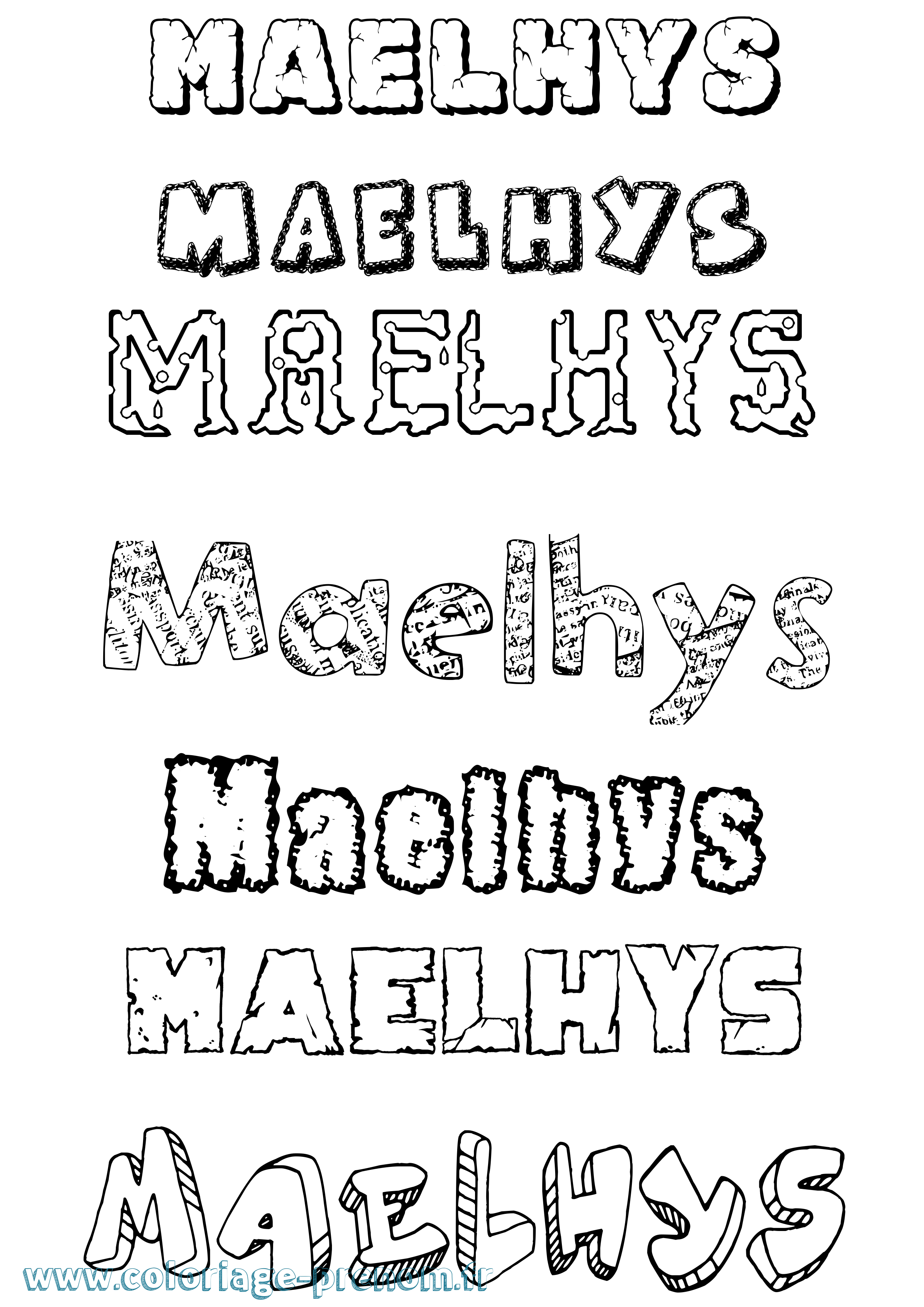 Coloriage Maelhys Destructuré Coloriage prénom Maelhys Destructuré