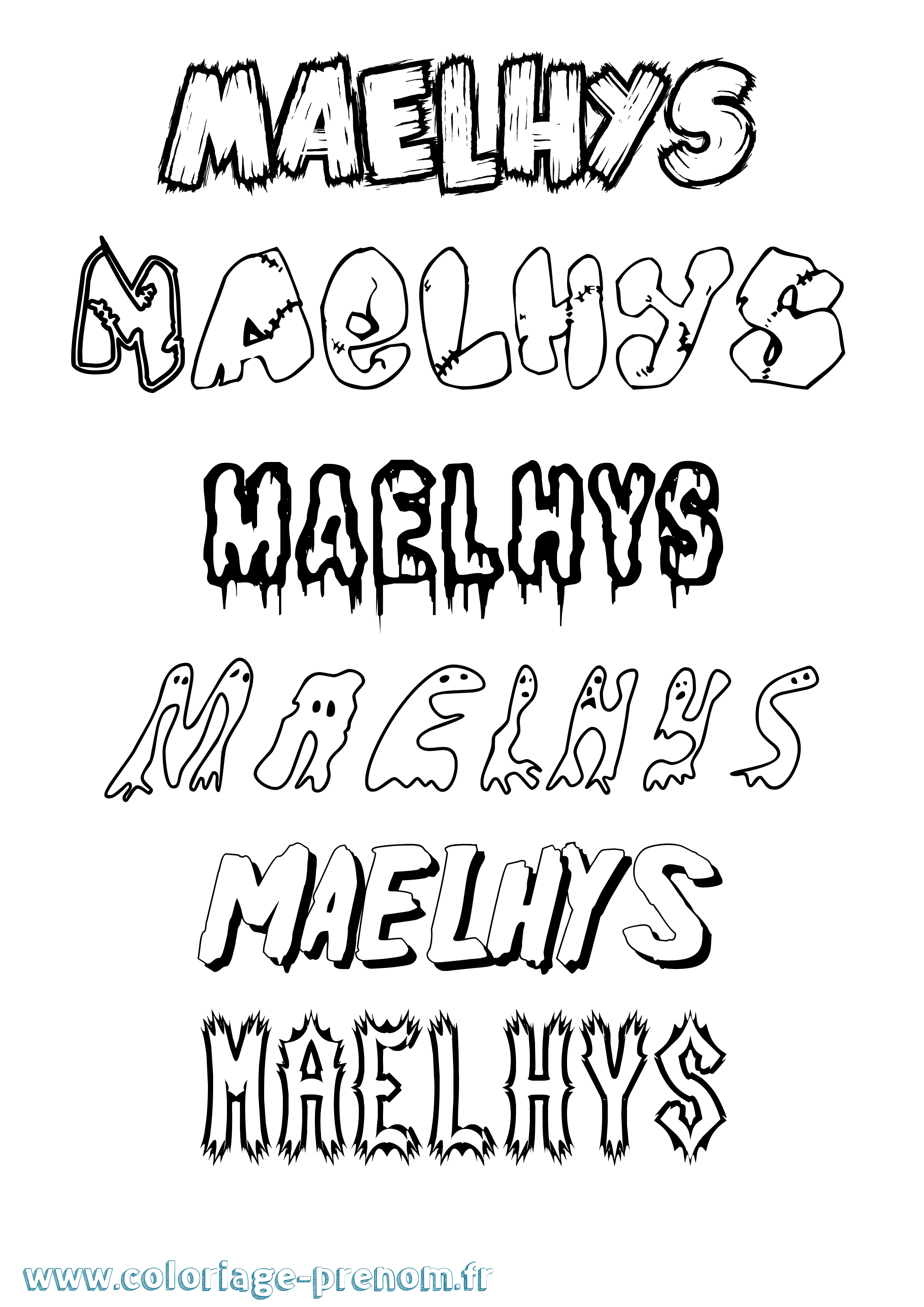Coloriage Maelhys Frisson Coloriage prénom Maelhys Frisson