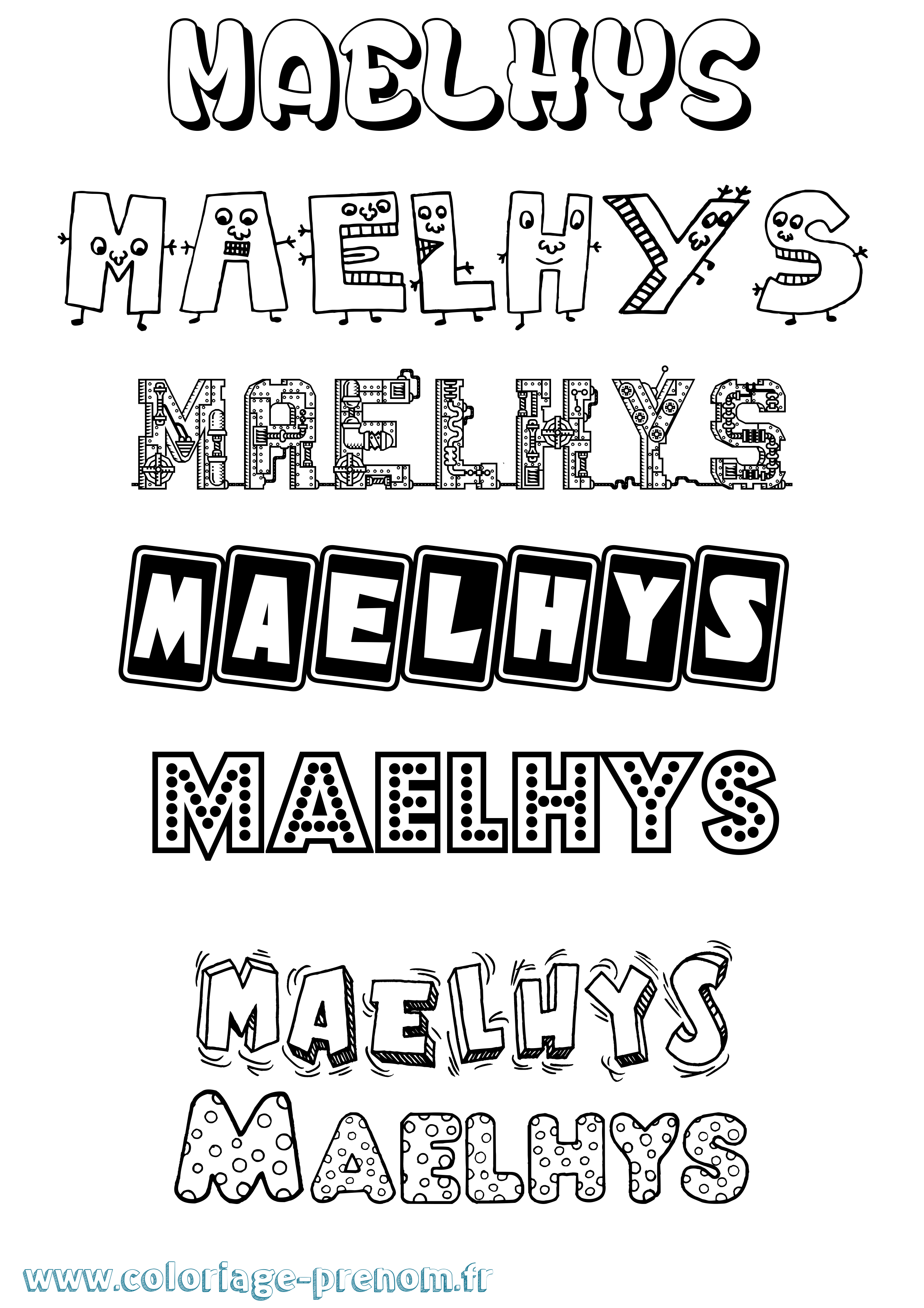 Coloriage Maelhys Fun Coloriage prénom Maelhys Fun