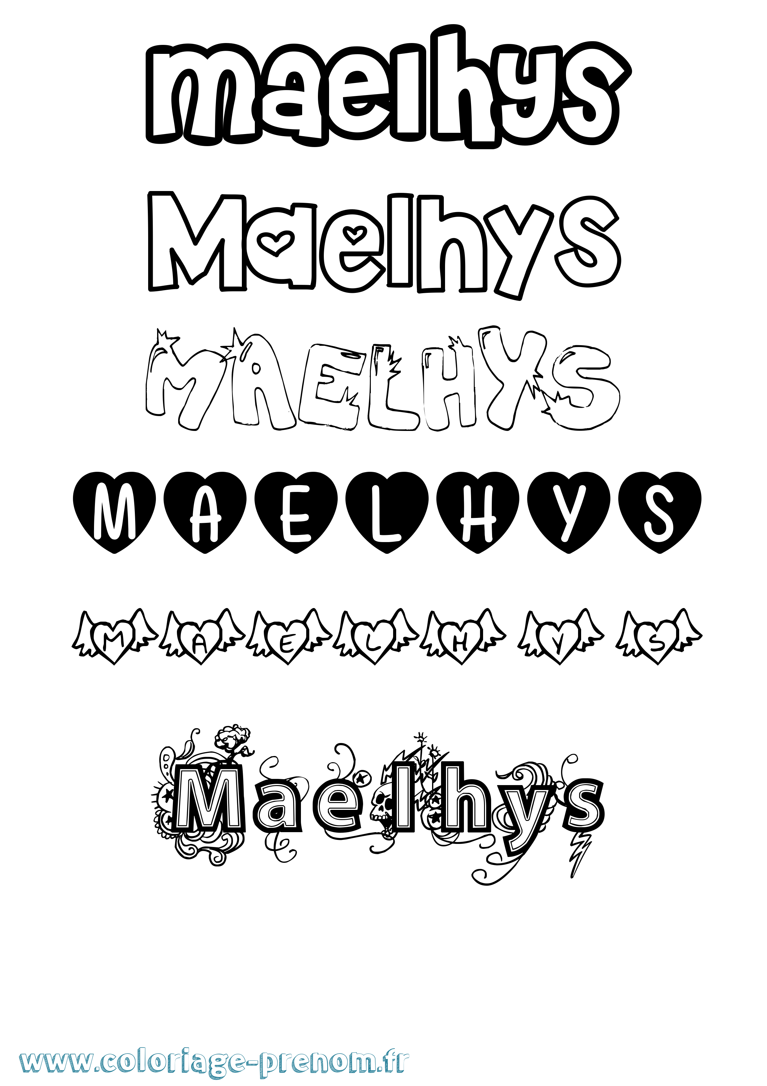 Coloriage Maelhys Girly Coloriage prénom Maelhys Girly