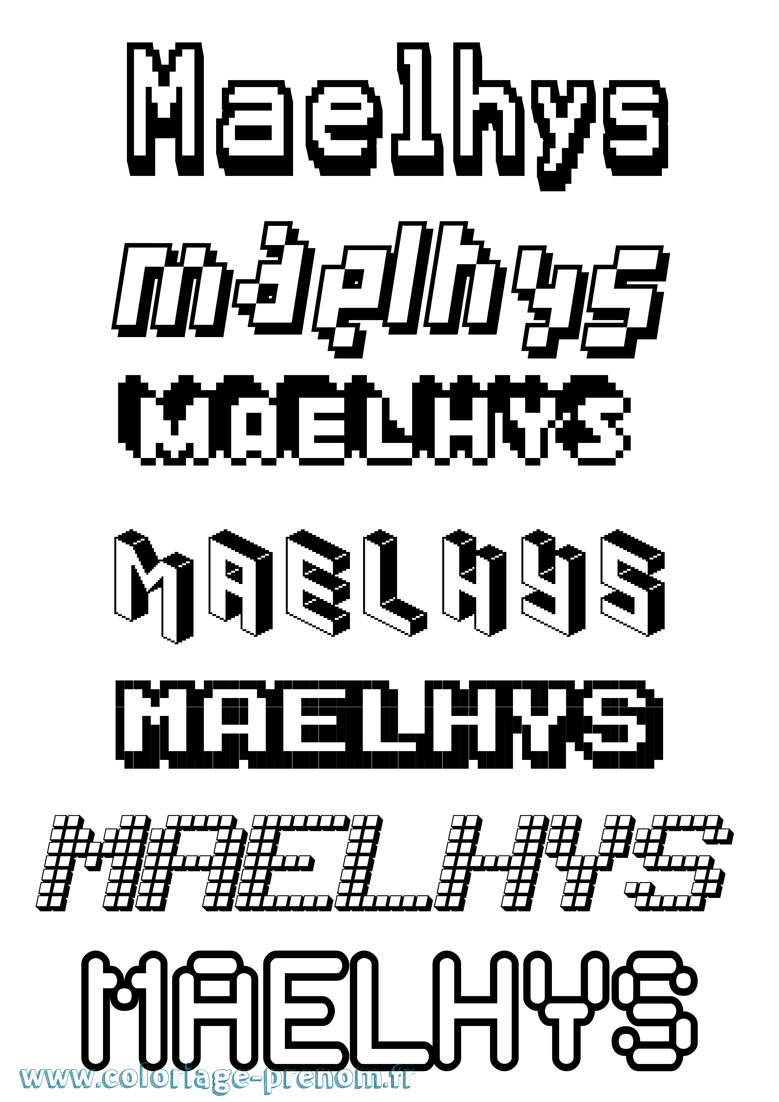 Coloriage Maelhys Pixel Coloriage prénom Maelhys Pixel