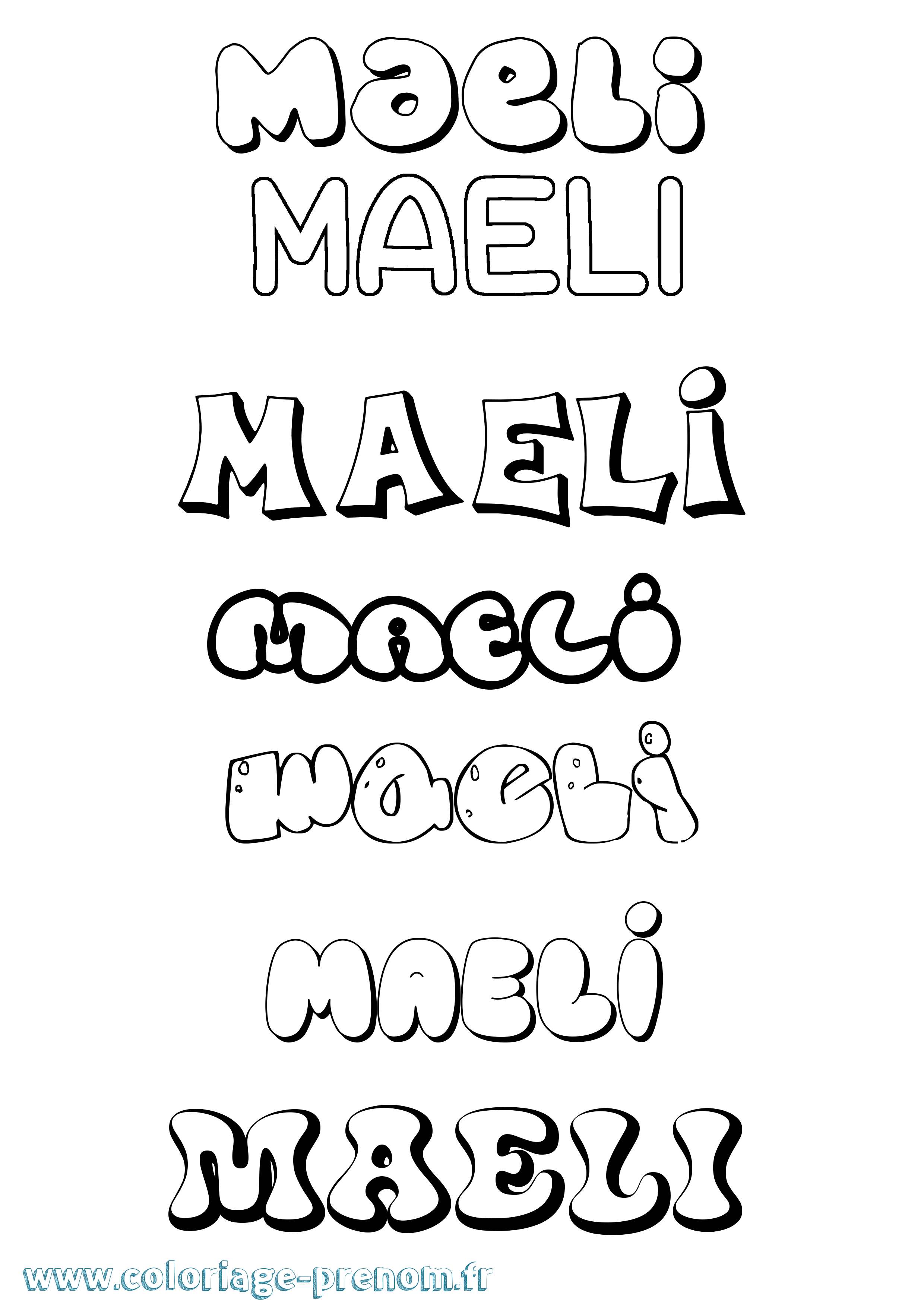 Coloriage Maeli Bubble Coloriage prénom Maeli Bubble