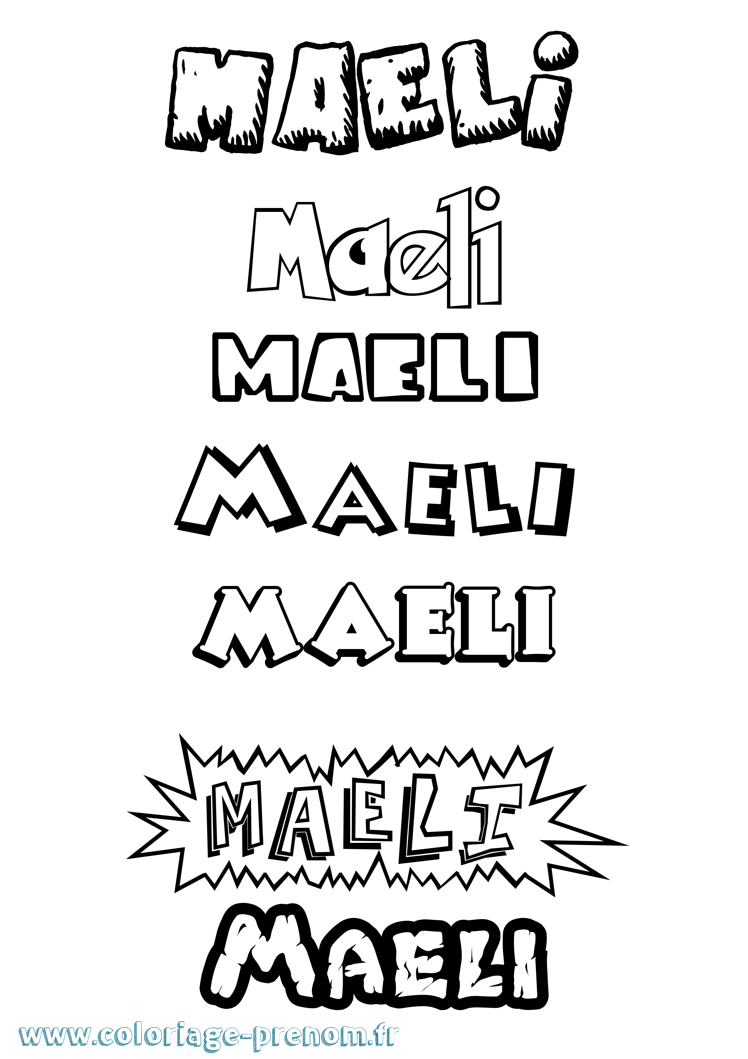 Coloriage Maeli Dessin Animé Coloriage prénom Maeli Dessin Animé