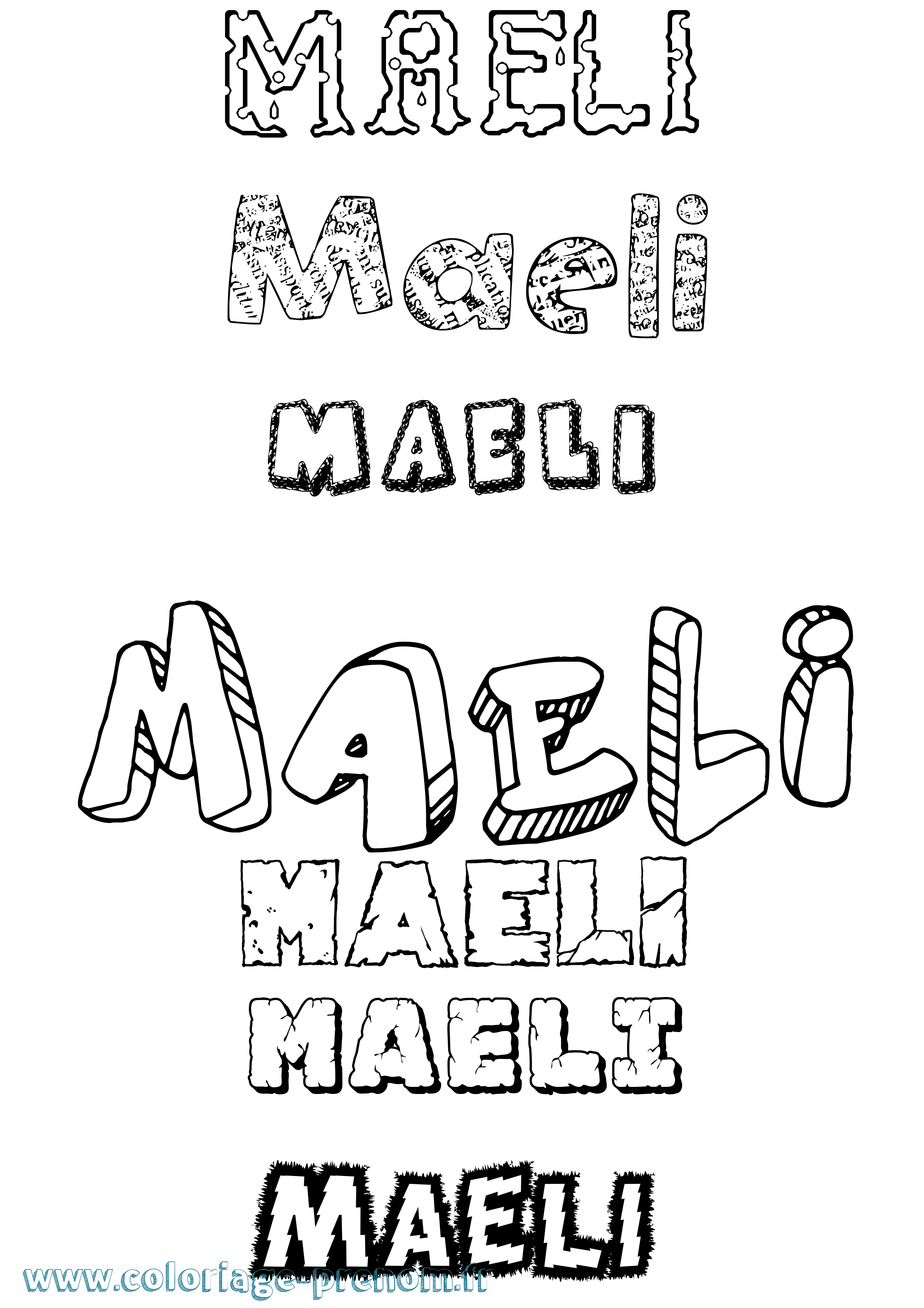 Coloriage Maeli Destructuré Coloriage prénom Maeli Destructuré