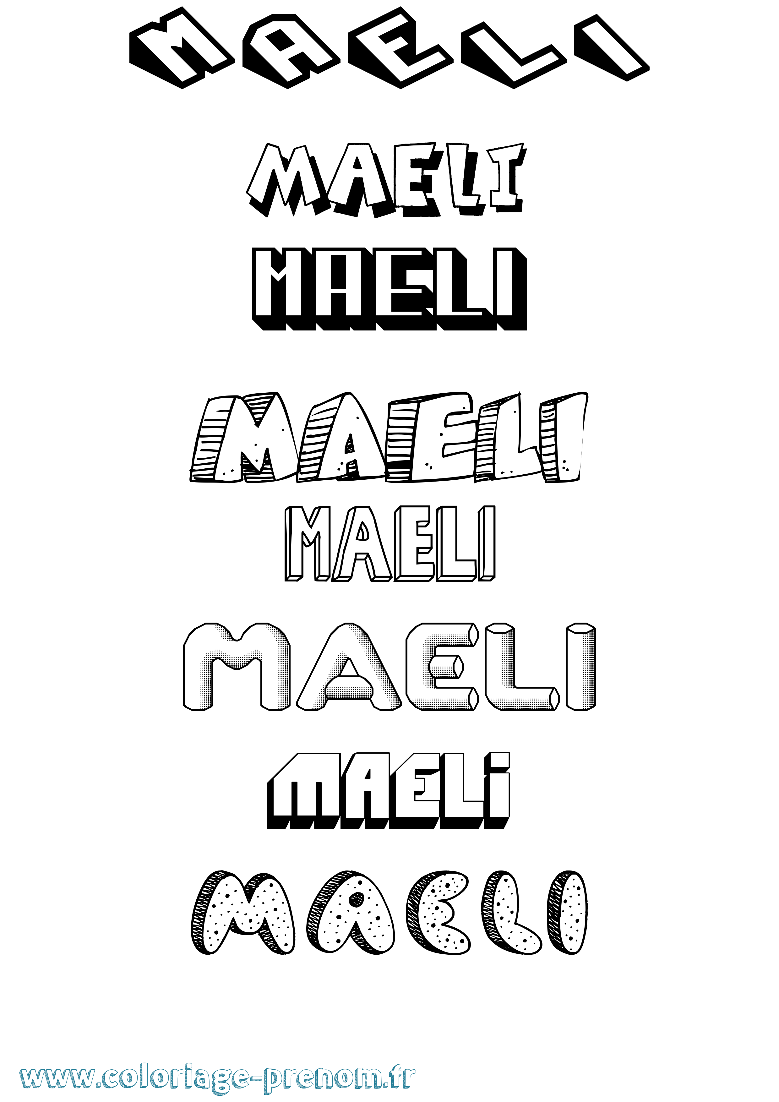 Coloriage Maeli Effet 3D Coloriage prénom Maeli Effet 3D