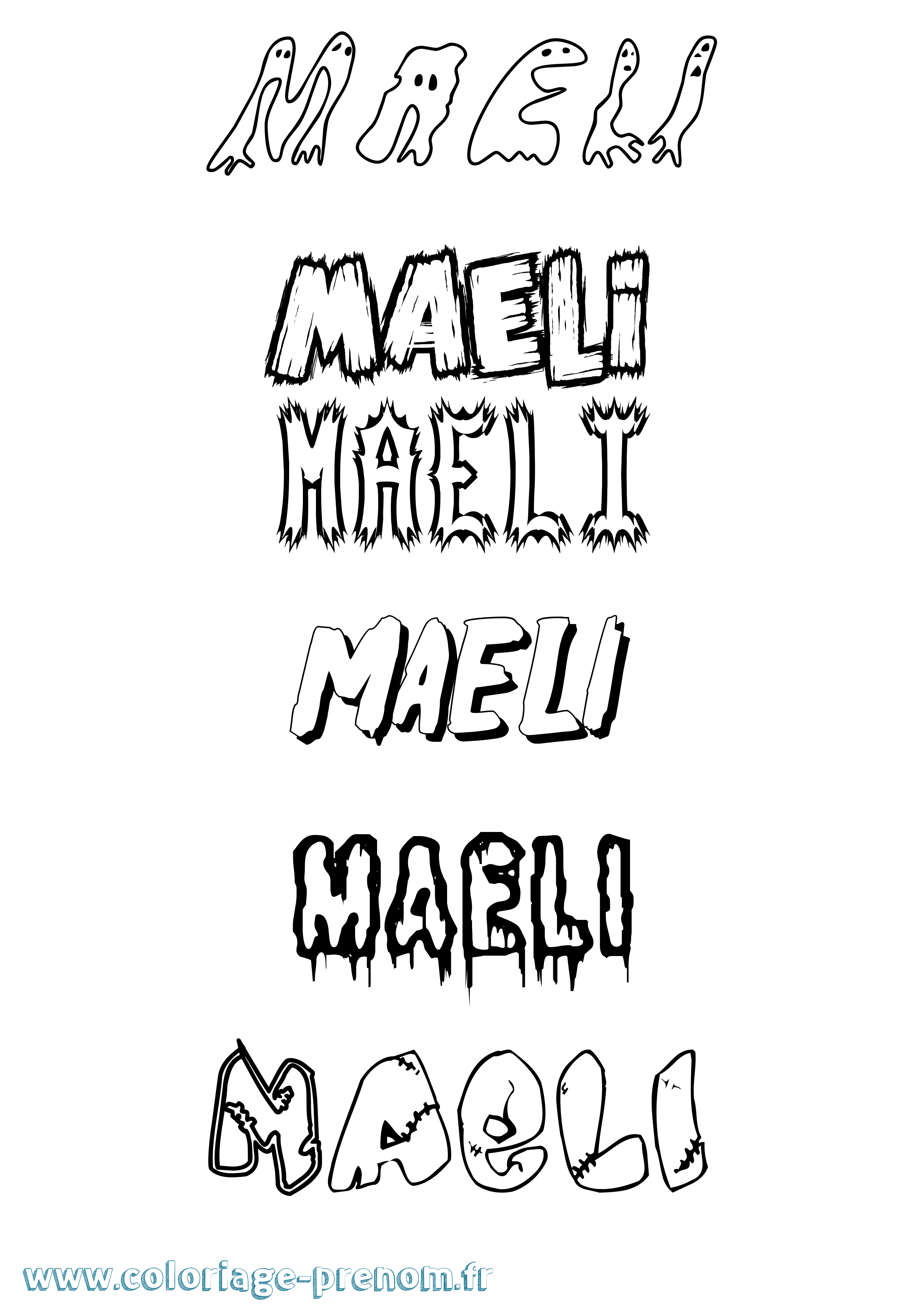 Coloriage Maeli Frisson Coloriage prénom Maeli Frisson